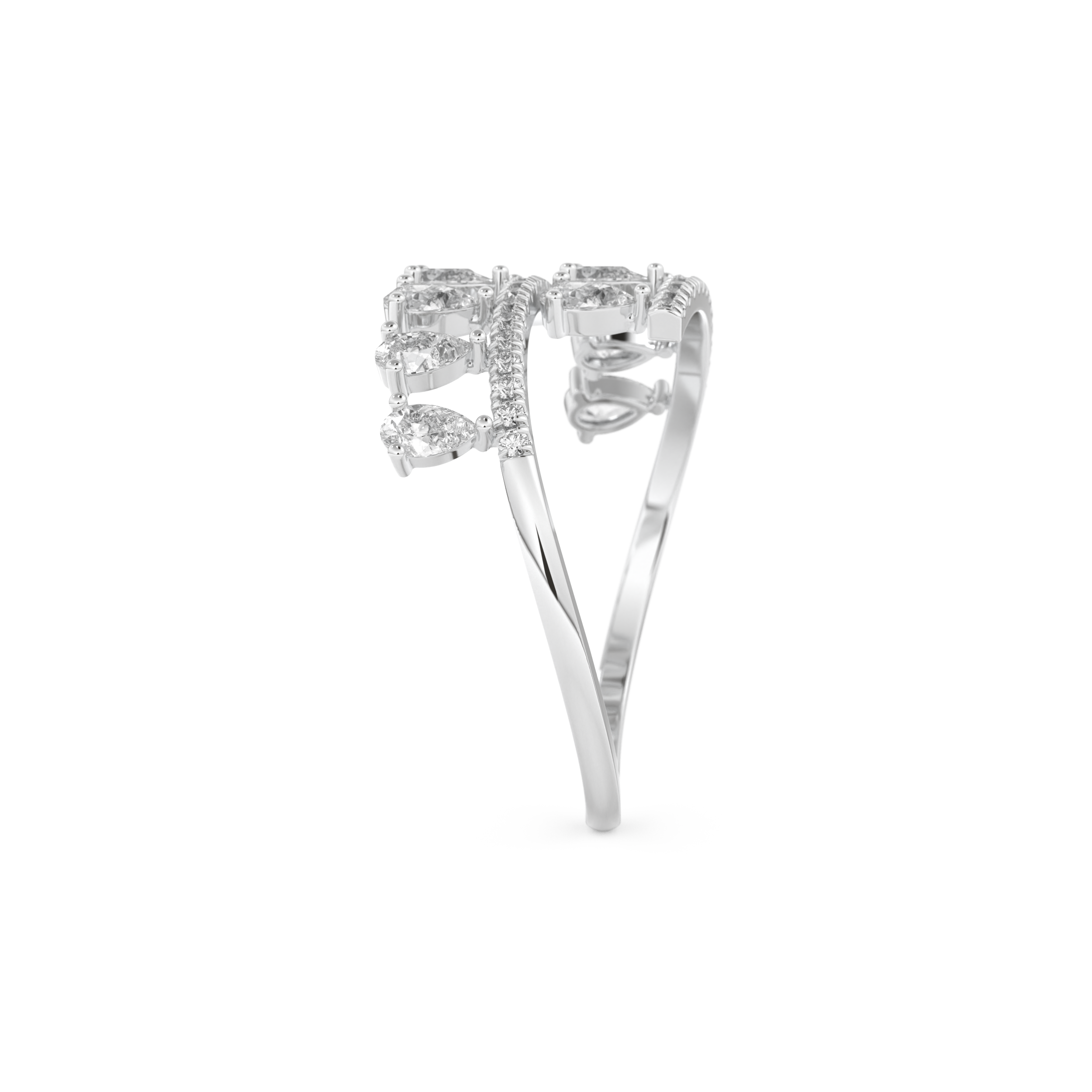Dual Row Half Eternity Wedding Band with 0.69 CT Round and Pear Cut Moissanite – Yellow, White, or Rose Gold 11