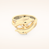 0.11 TCW Round Shaped Moissanite Multi Stone Fish Patterned Wedding Band