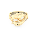 Dolphin-Inspired Half Eternity Wedding Band with 0.11 CT Round Cut Moissanite – Yellow, White, or Rose Gold 1