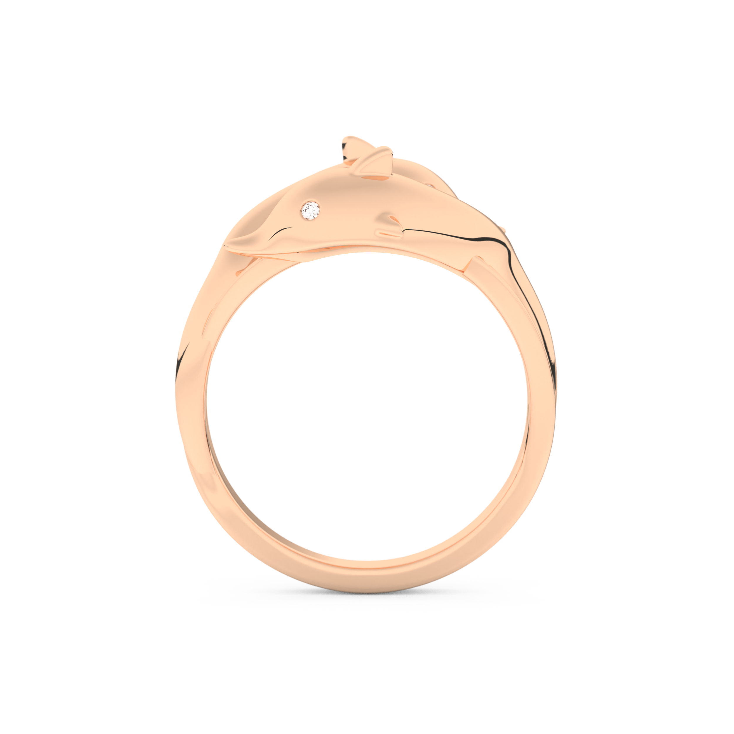 Dolphin-Inspired Half Eternity Wedding Band with 0.11 CT Round Cut Moissanite – Yellow, White, or Rose Gold 17