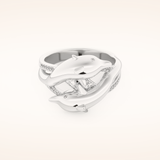 0.11 TCW Round Shaped Moissanite Multi Stone Fish Patterned Wedding Band