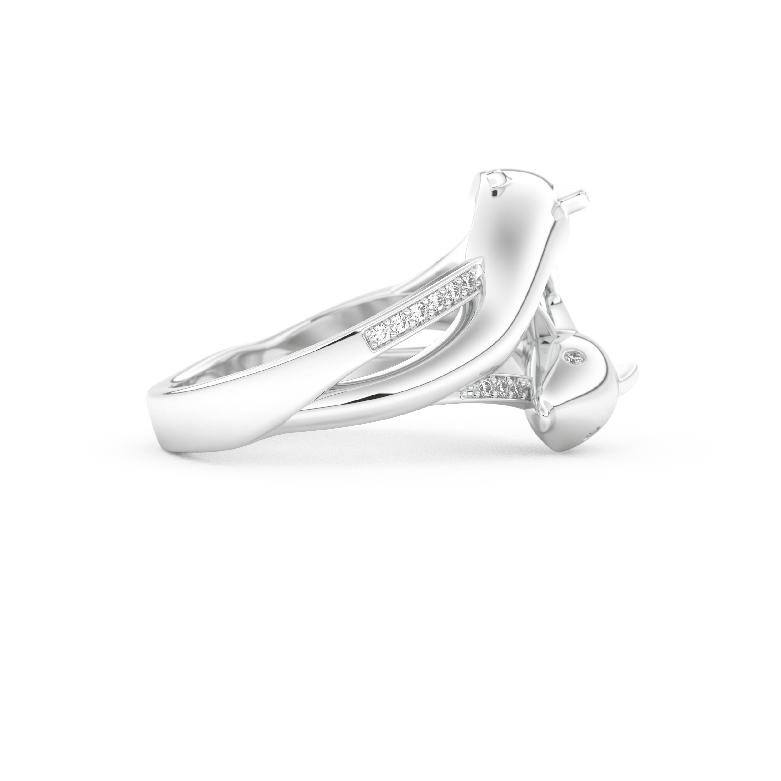 Dolphin-Inspired Half Eternity Wedding Band with 0.11 CT Round Cut Moissanite – Yellow, White, or Rose Gold 8