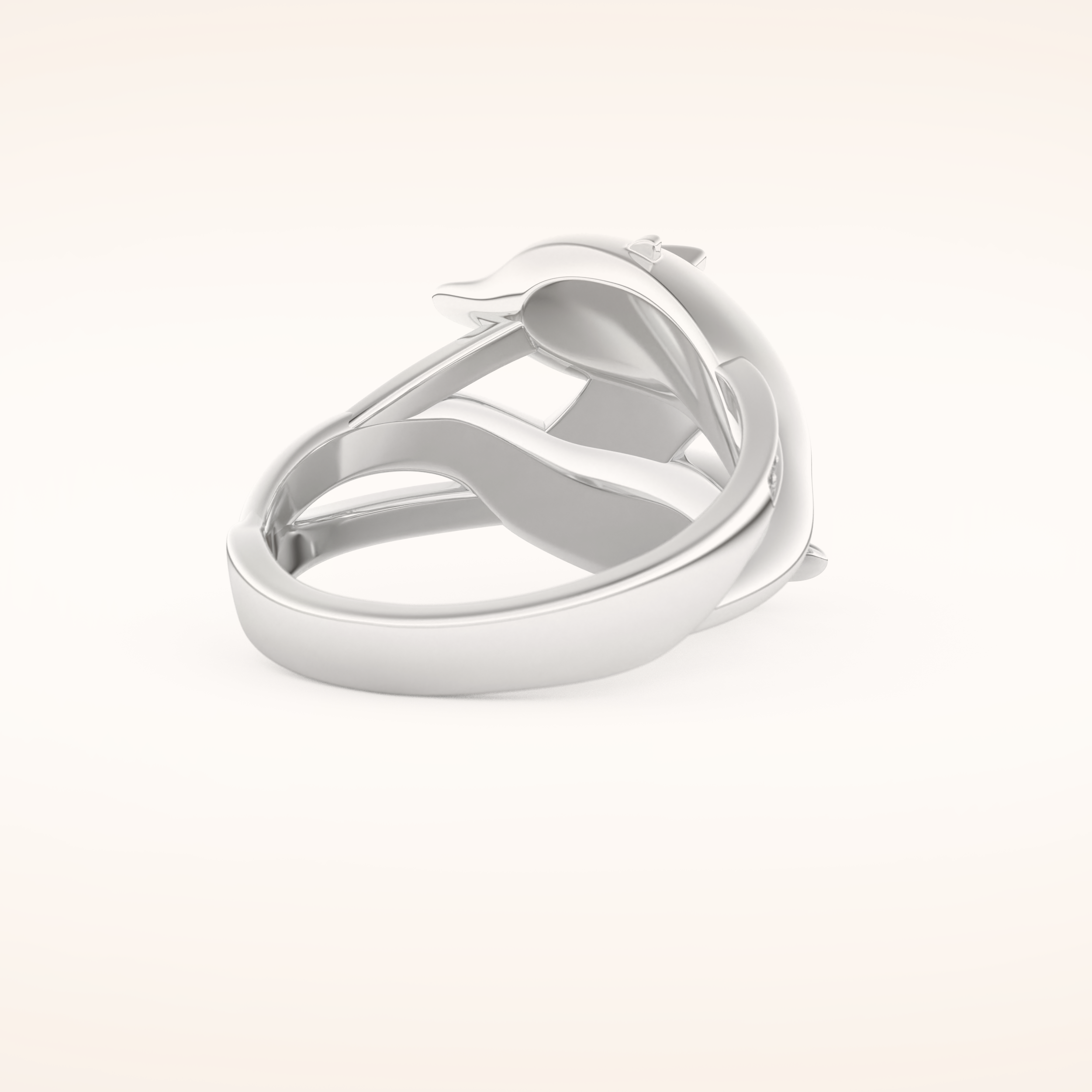 0.11 TCW Round Shaped Moissanite Multi Stone Fish Patterned Wedding Band