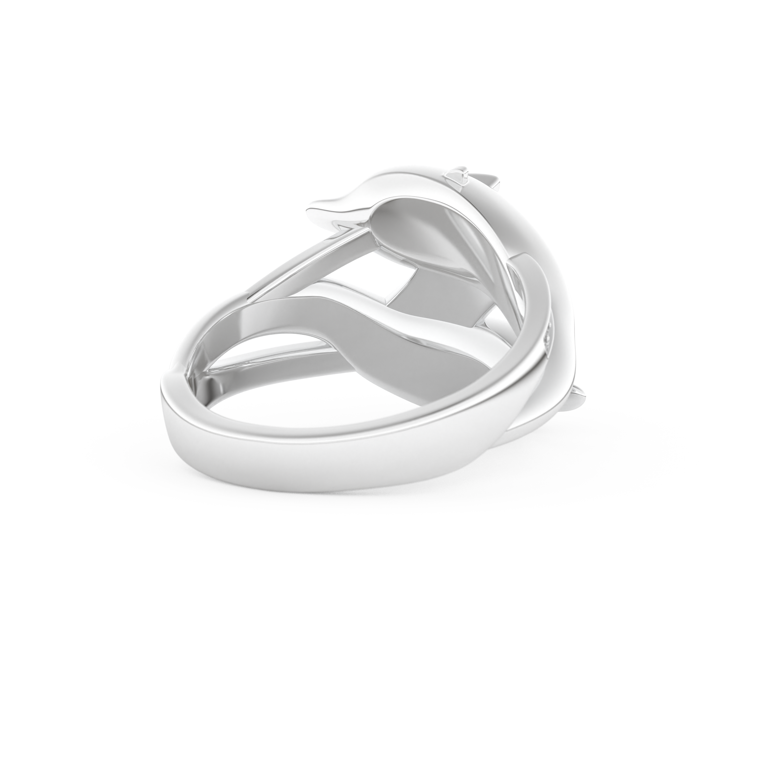Dolphin-Inspired Half Eternity Wedding Band with 0.11 CT Round Cut Moissanite – Yellow, White, or Rose Gold 10