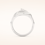 0.11 TCW Round Shaped Moissanite Multi Stone Fish Patterned Wedding Band