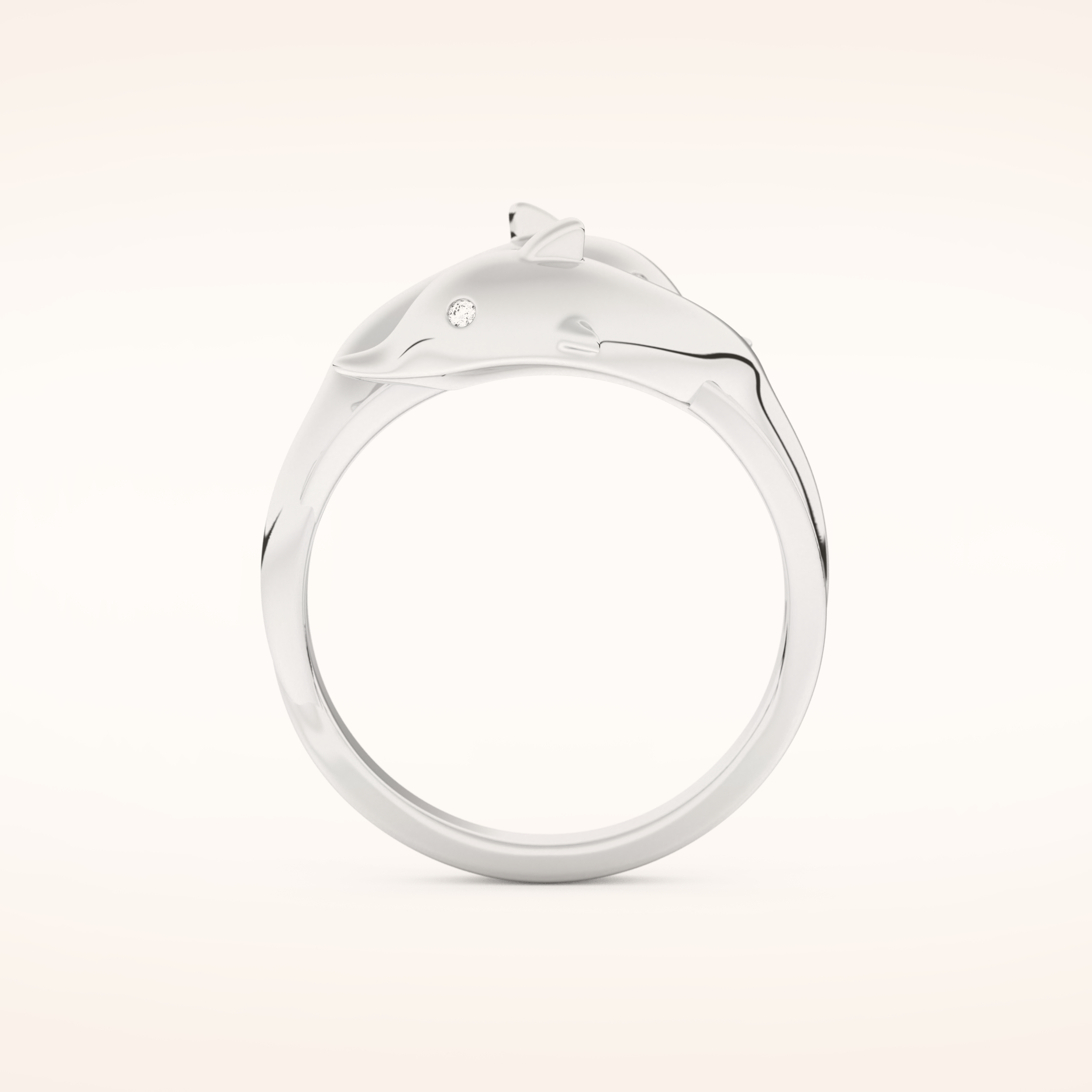 0.11 TCW Round Shaped Moissanite Multi Stone Fish Patterned Wedding Band