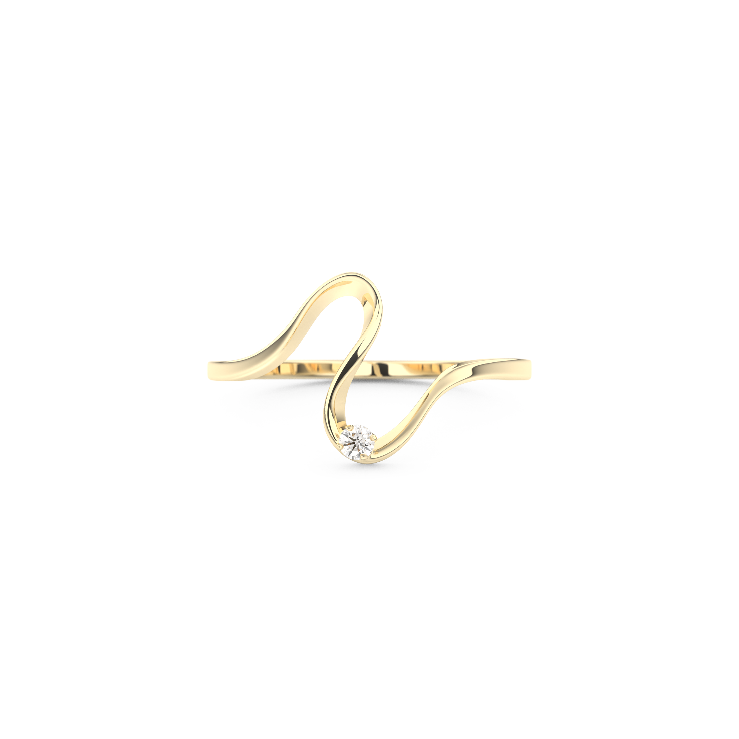 Elegant Wave Wedding Band with 0.020 CT Round Cut Moissanite – Yellow, White, or Rose Gold 1