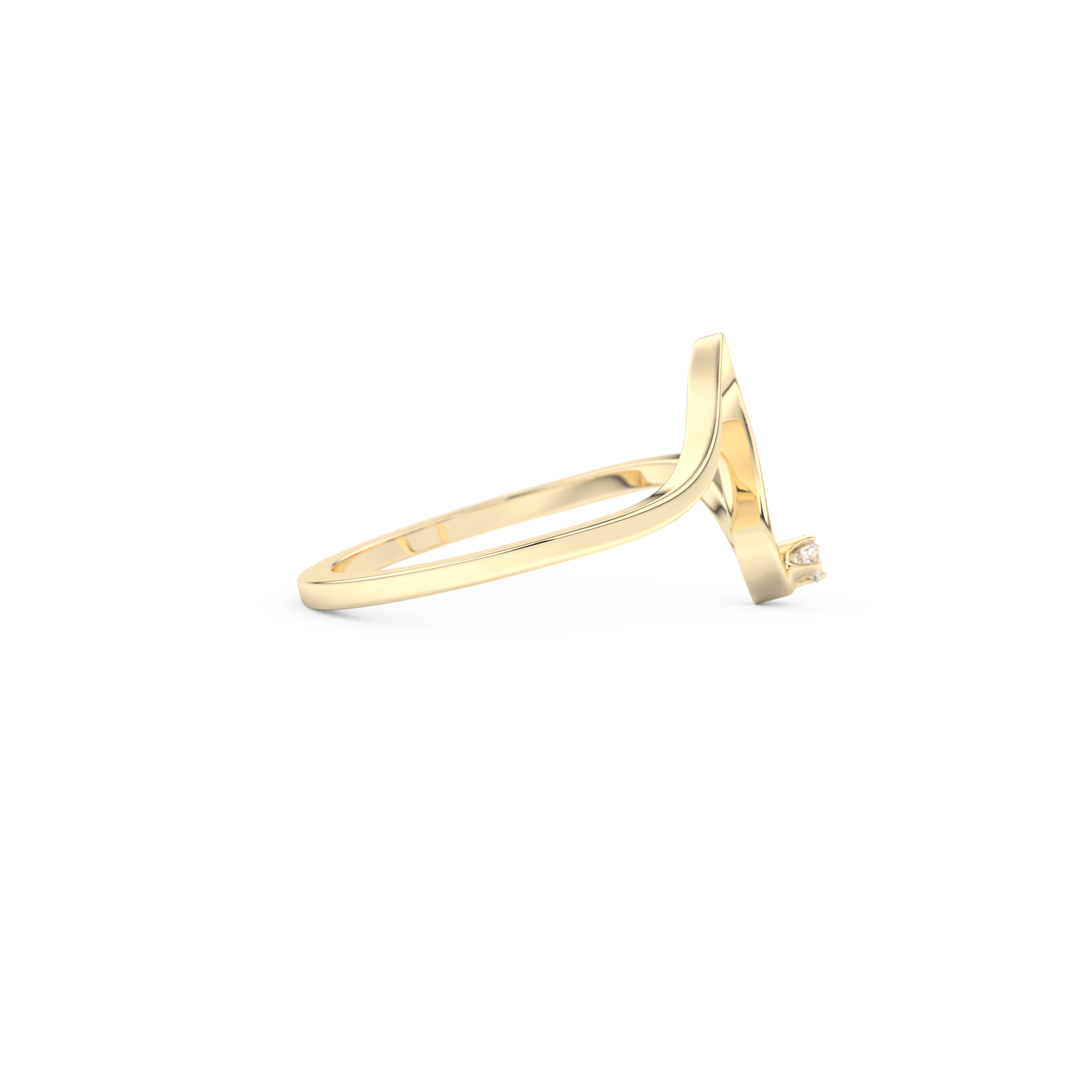Elegant Wave Wedding Band with 0.020 CT Round Cut Moissanite – Yellow, White, or Rose Gold 2