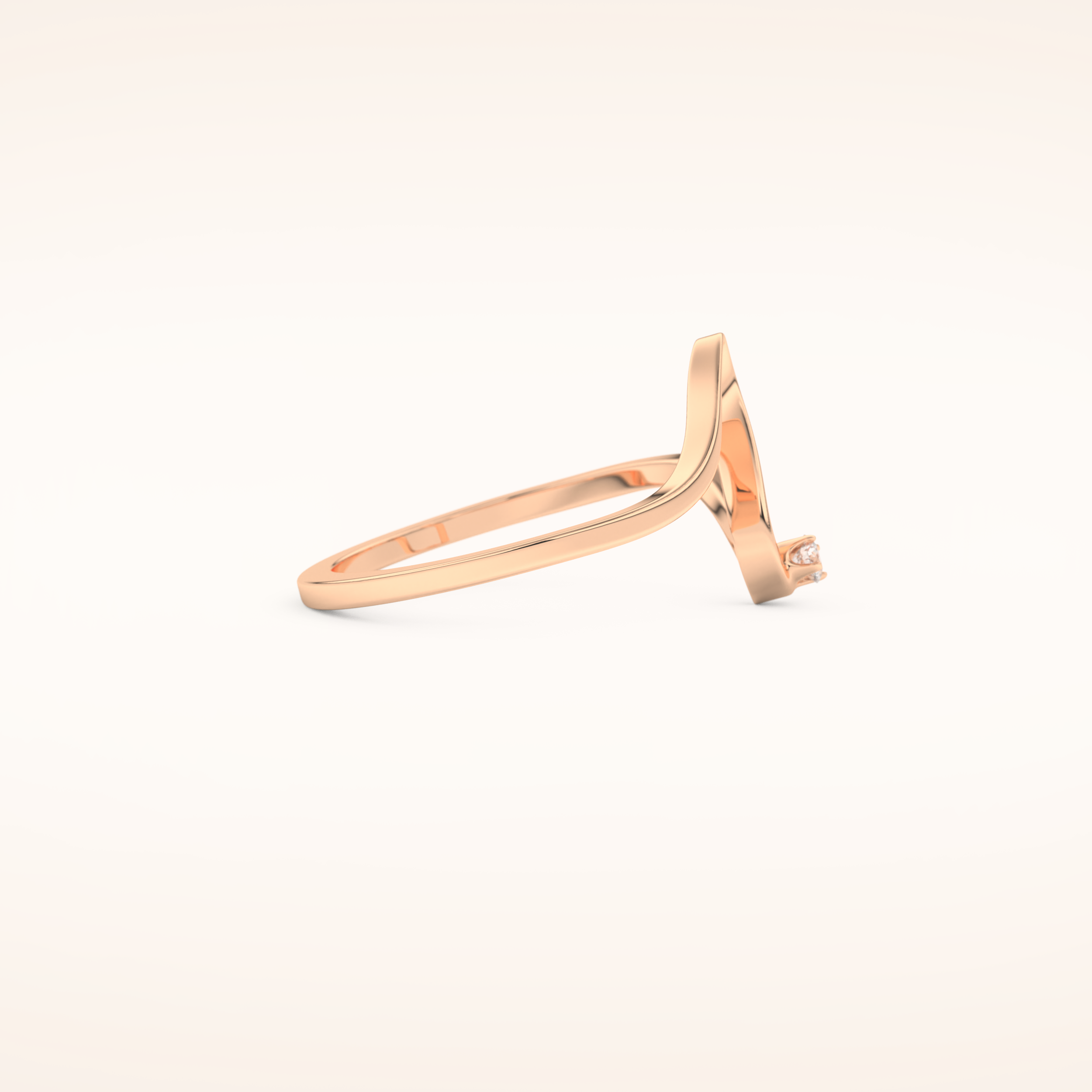 0.020 TCW Round Shaped Moissanite Curved Wedding Band