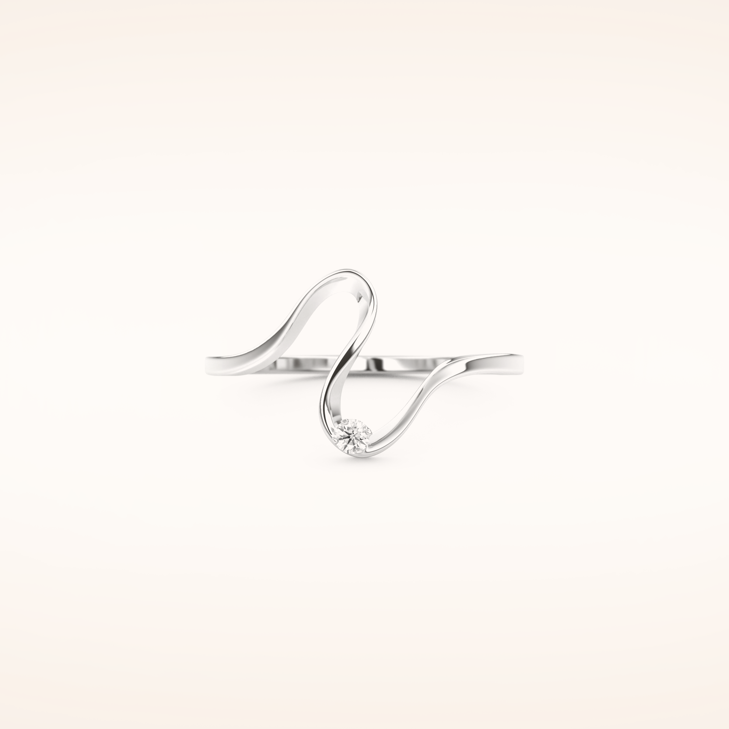 0.020 TCW Round Shaped Moissanite Curved Wedding Band