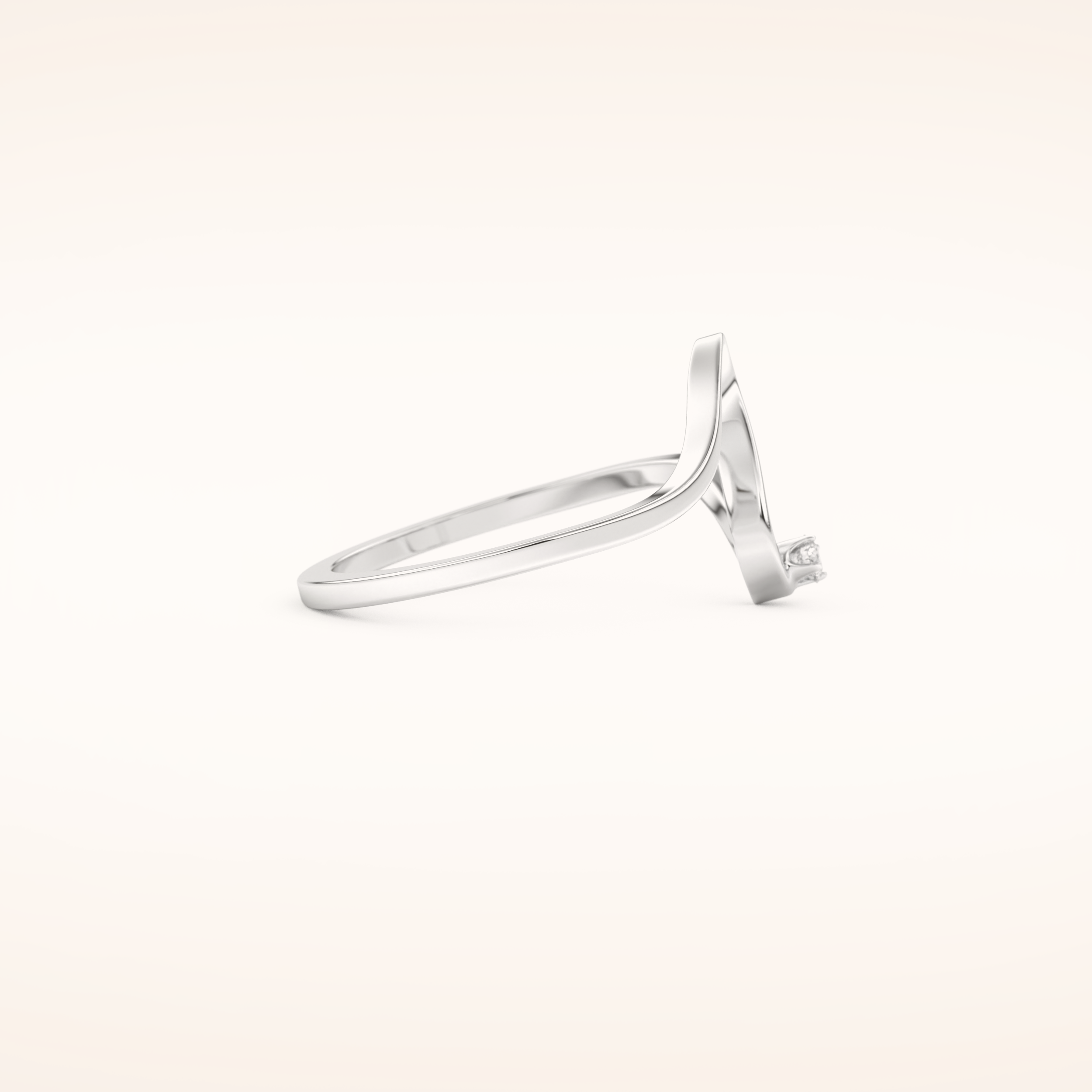 0.020 TCW Round Shaped Moissanite Curved Wedding Band