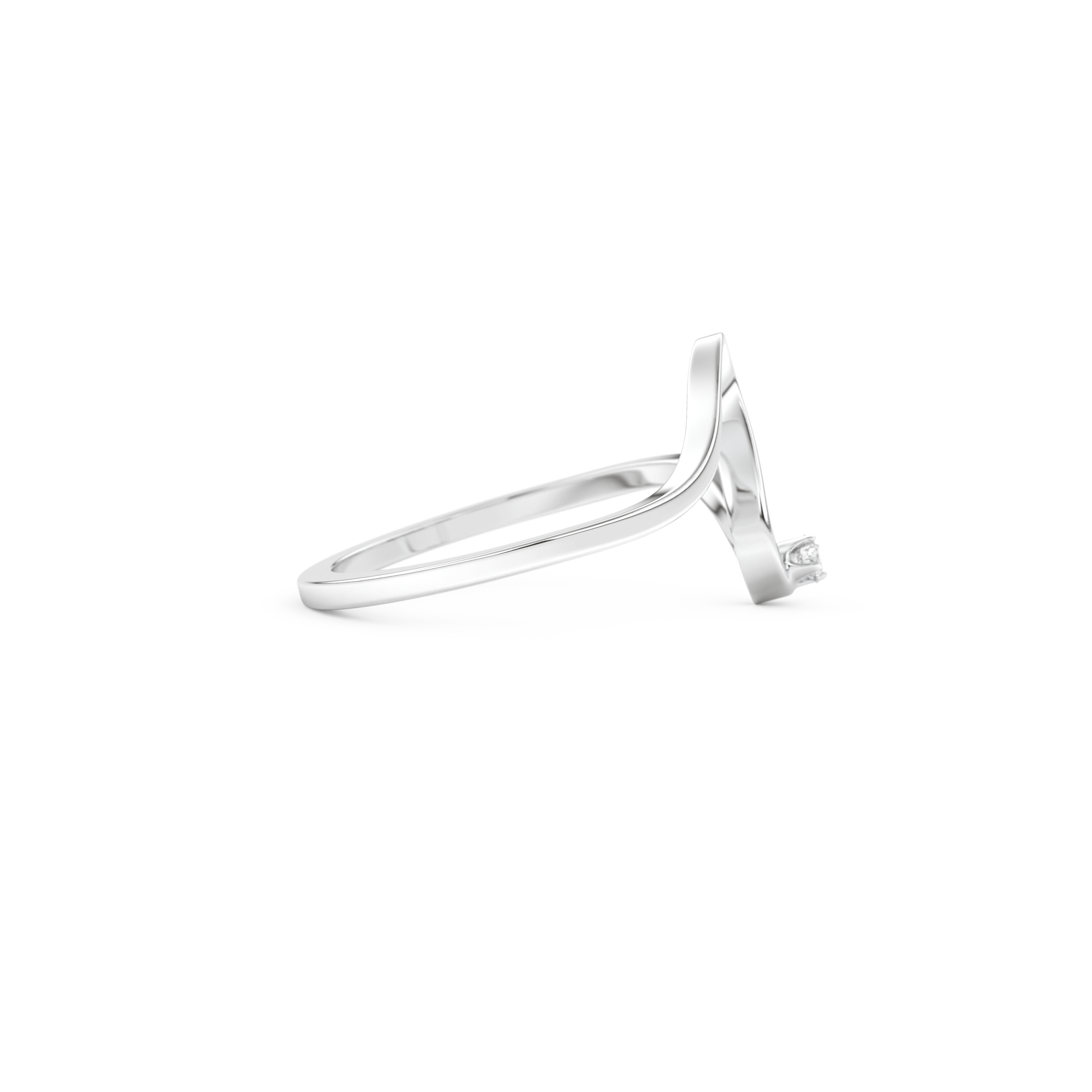 Elegant Wave Wedding Band with 0.020 CT Round Cut Moissanite – Yellow, White, or Rose Gold 8