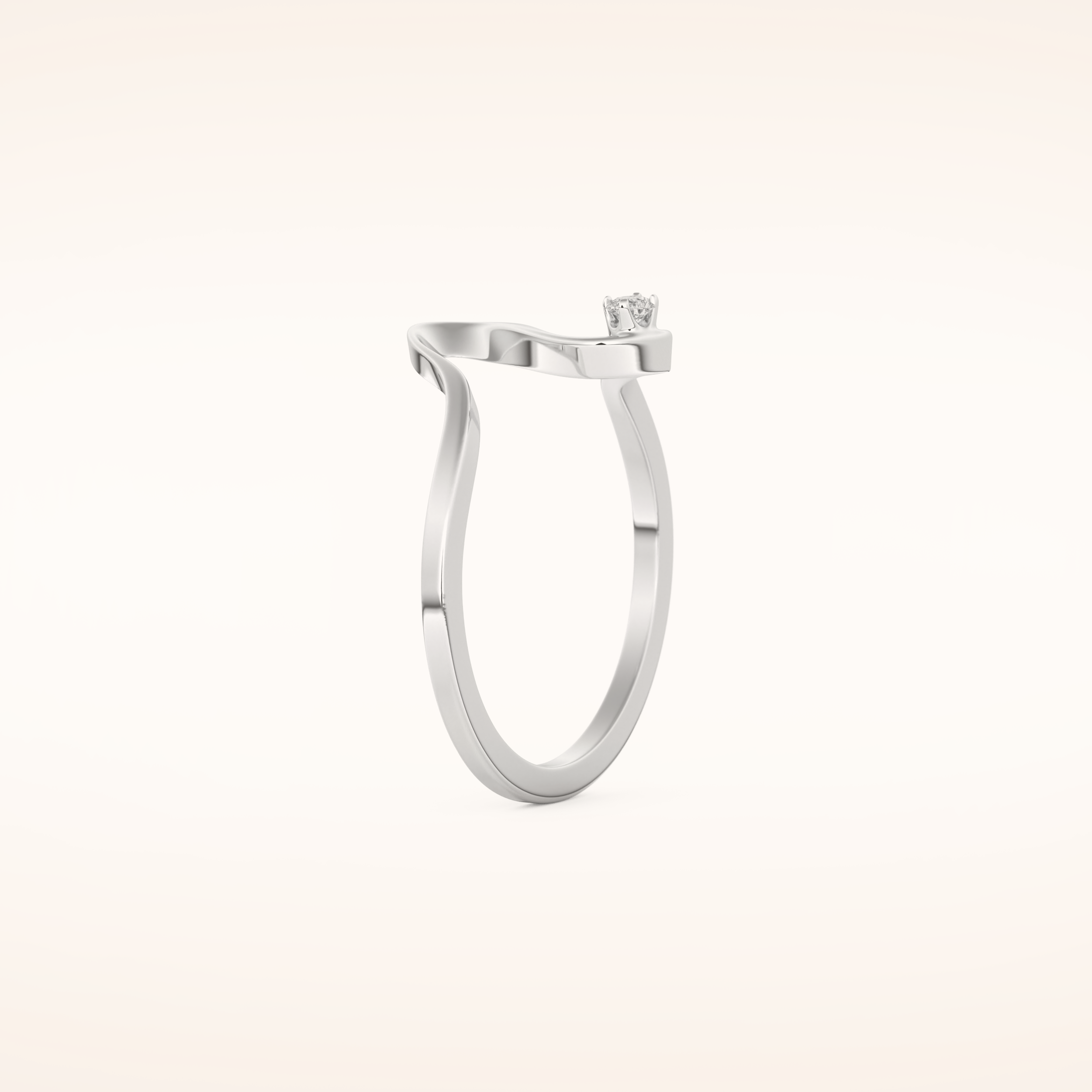 0.020 TCW Round Shaped Moissanite Curved Wedding Band