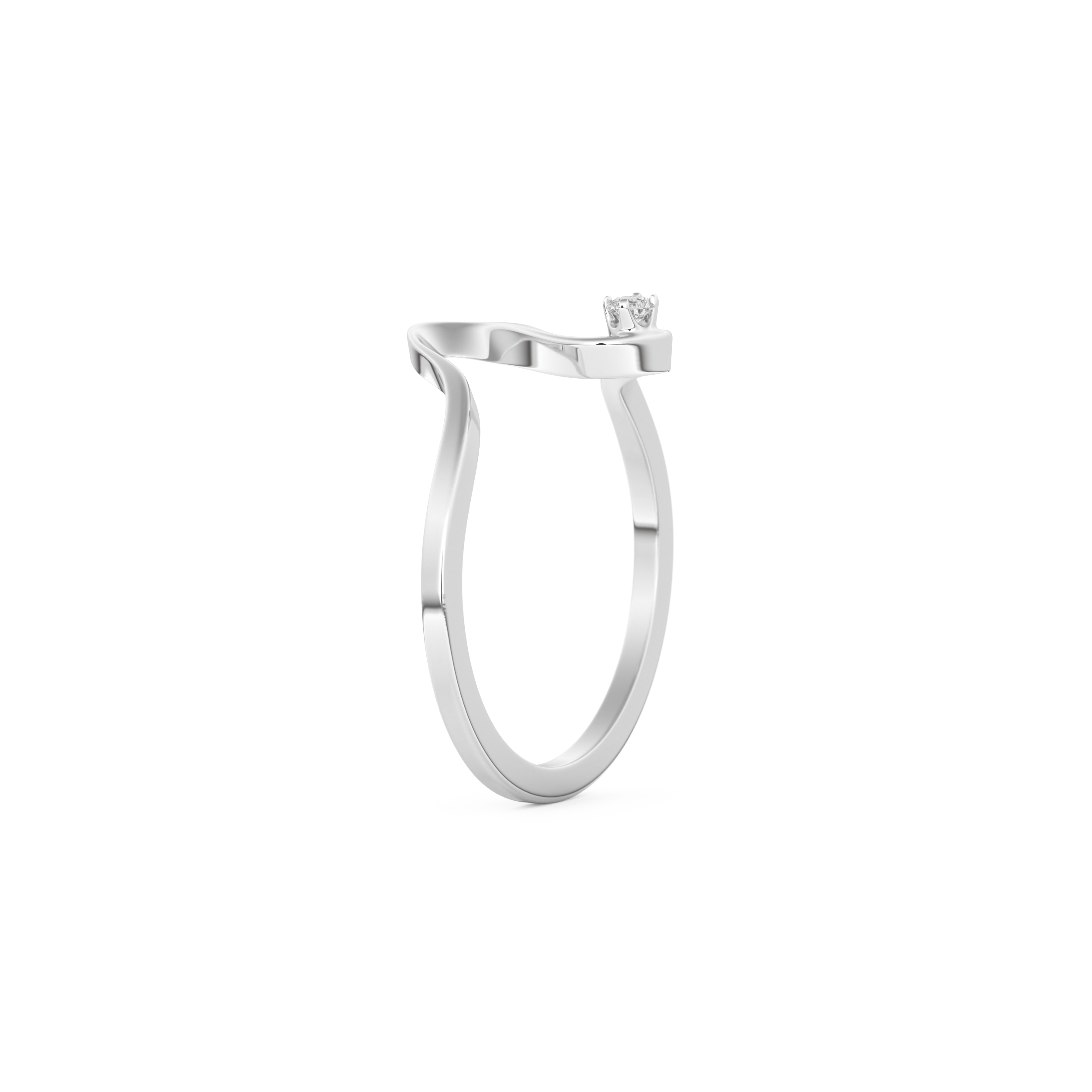 Elegant Wave Wedding Band with 0.020 CT Round Cut Moissanite – Yellow, White, or Rose Gold 9