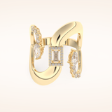 0.74 TCW Round, Pear & Baguette Shaped Moissanite Multi Stone Curved Wedding Band
