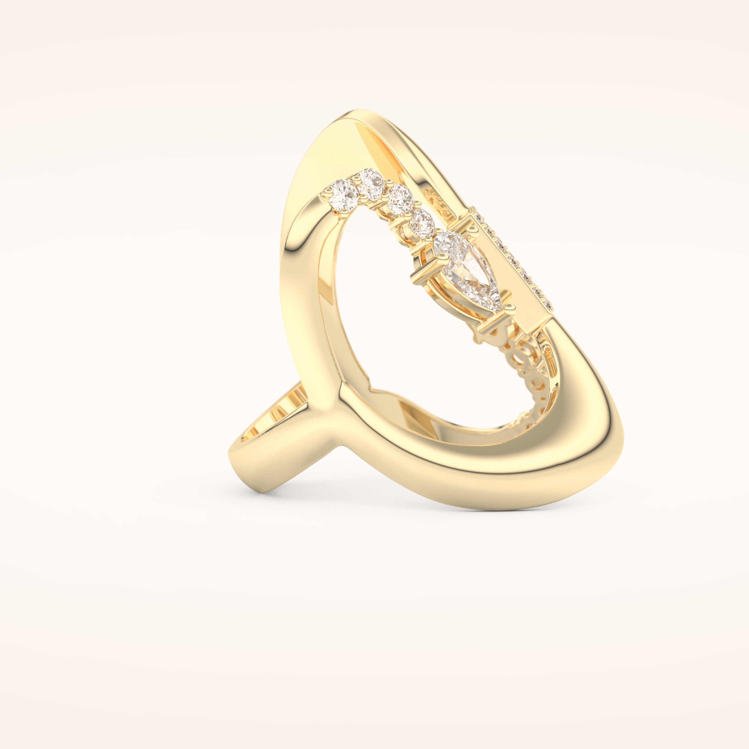 0.74 TCW Round, Pear & Baguette Shaped Moissanite Multi Stone Curved Wedding Band