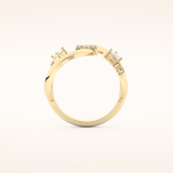 0.74 TCW Round, Pear & Baguette Shaped Moissanite Multi Stone Curved Wedding Band