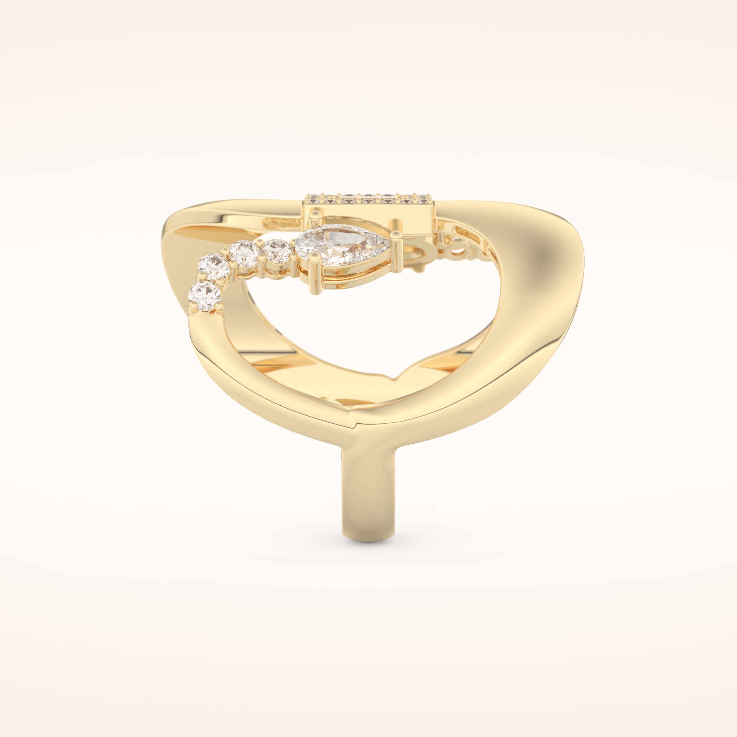0.74 TCW Round, Pear & Baguette Shaped Moissanite Multi Stone Curved Wedding Band