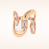 0.74 TCW Round, Pear & Baguette Shaped Moissanite Multi Stone Curved Wedding Band