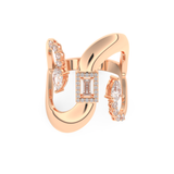 Modern Geometric Half Eternity Wedding Band with 0.74 CT Round, Pear and Baguette Cut Moissanite – Yellow, White, or Rose Gold 13