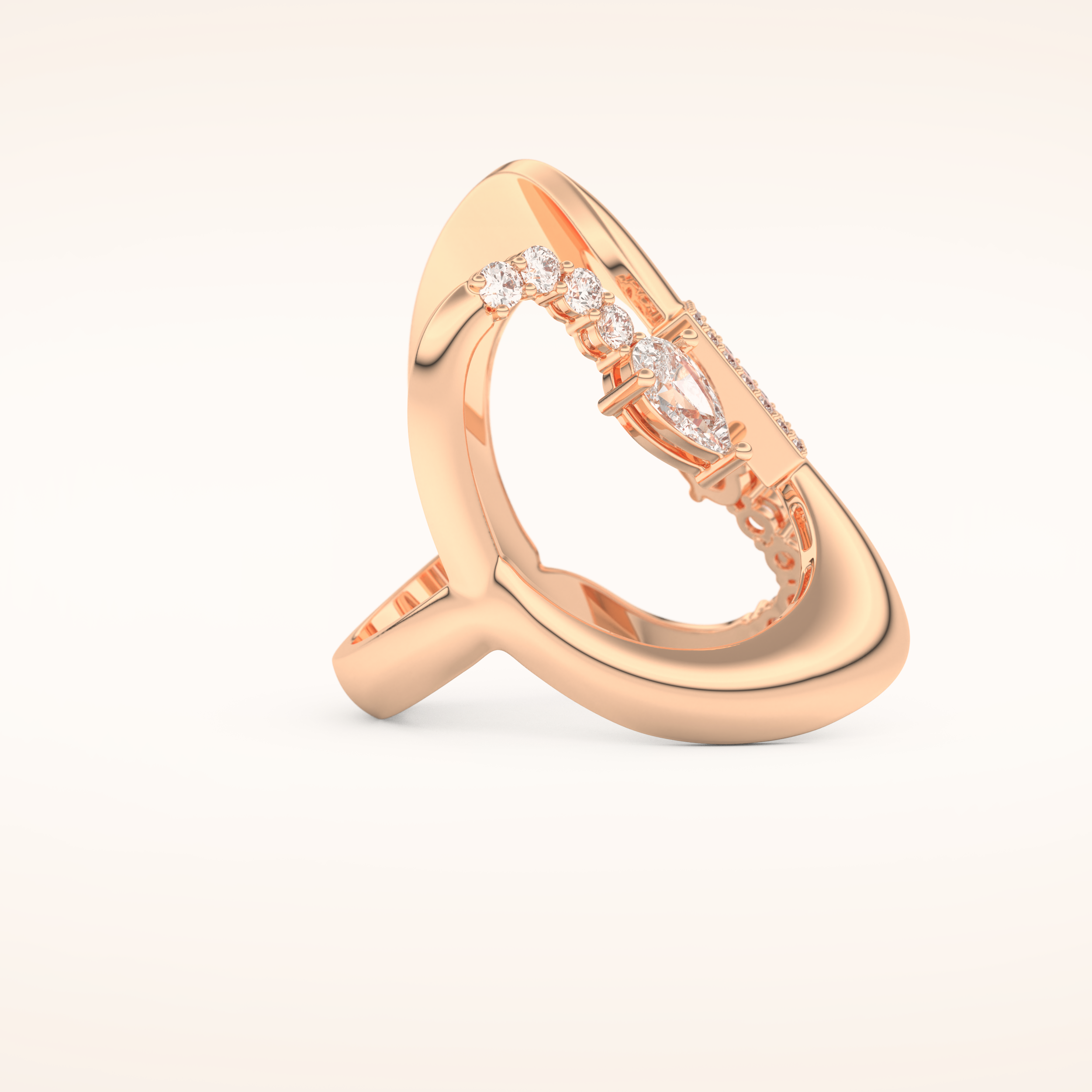 0.74 TCW Round, Pear & Baguette Shaped Moissanite Multi Stone Curved Wedding Band