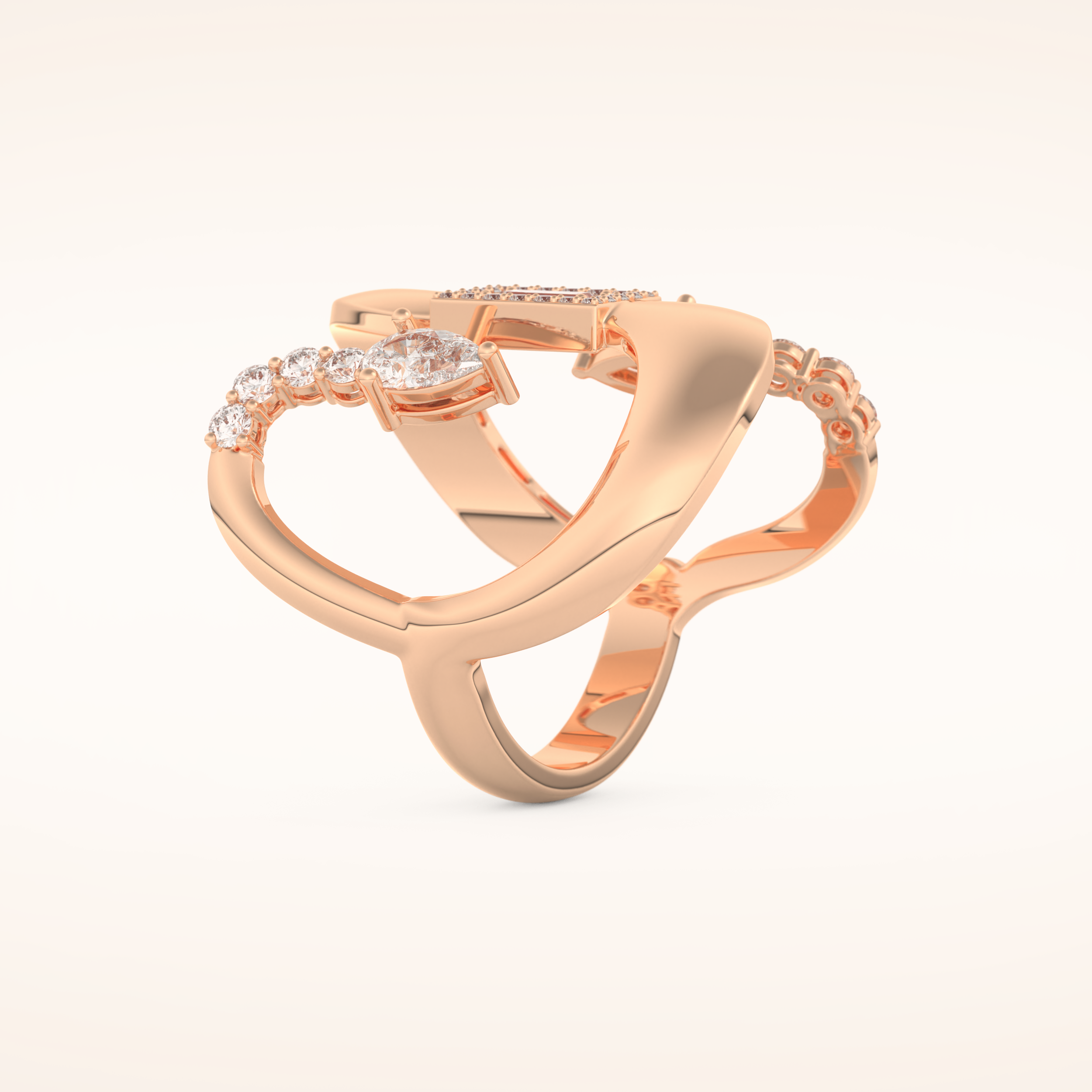 0.74 TCW Round, Pear & Baguette Shaped Moissanite Multi Stone Curved Wedding Band