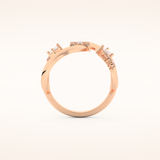 0.74 TCW Round, Pear & Baguette Shaped Moissanite Multi Stone Curved Wedding Band
