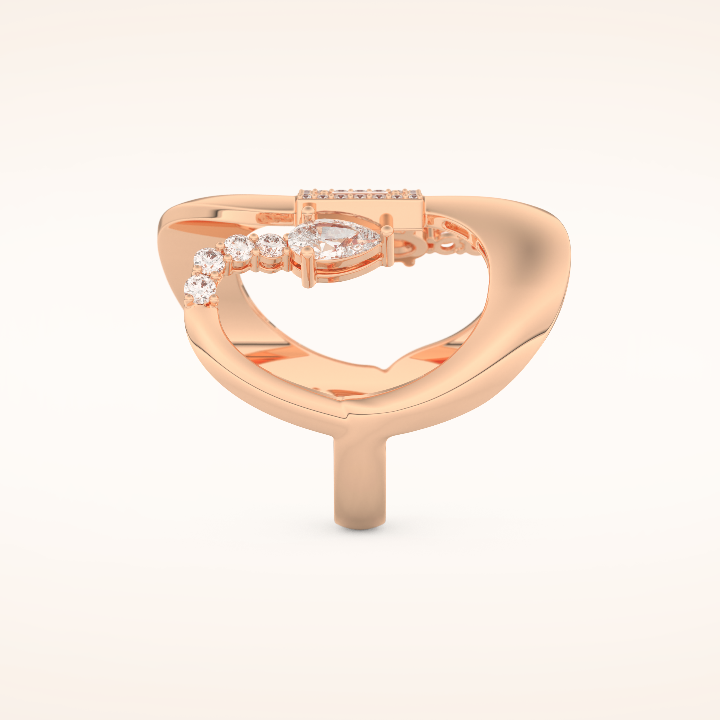 0.74 TCW Round, Pear & Baguette Shaped Moissanite Multi Stone Curved Wedding Band