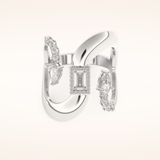 0.74 TCW Round, Pear & Baguette Shaped Moissanite Multi Stone Curved Wedding Band