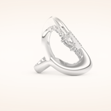 0.74 TCW Round, Pear & Baguette Shaped Moissanite Multi Stone Curved Wedding Band