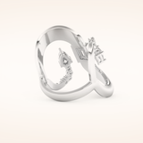 0.74 TCW Round, Pear & Baguette Shaped Moissanite Multi Stone Curved Wedding Band