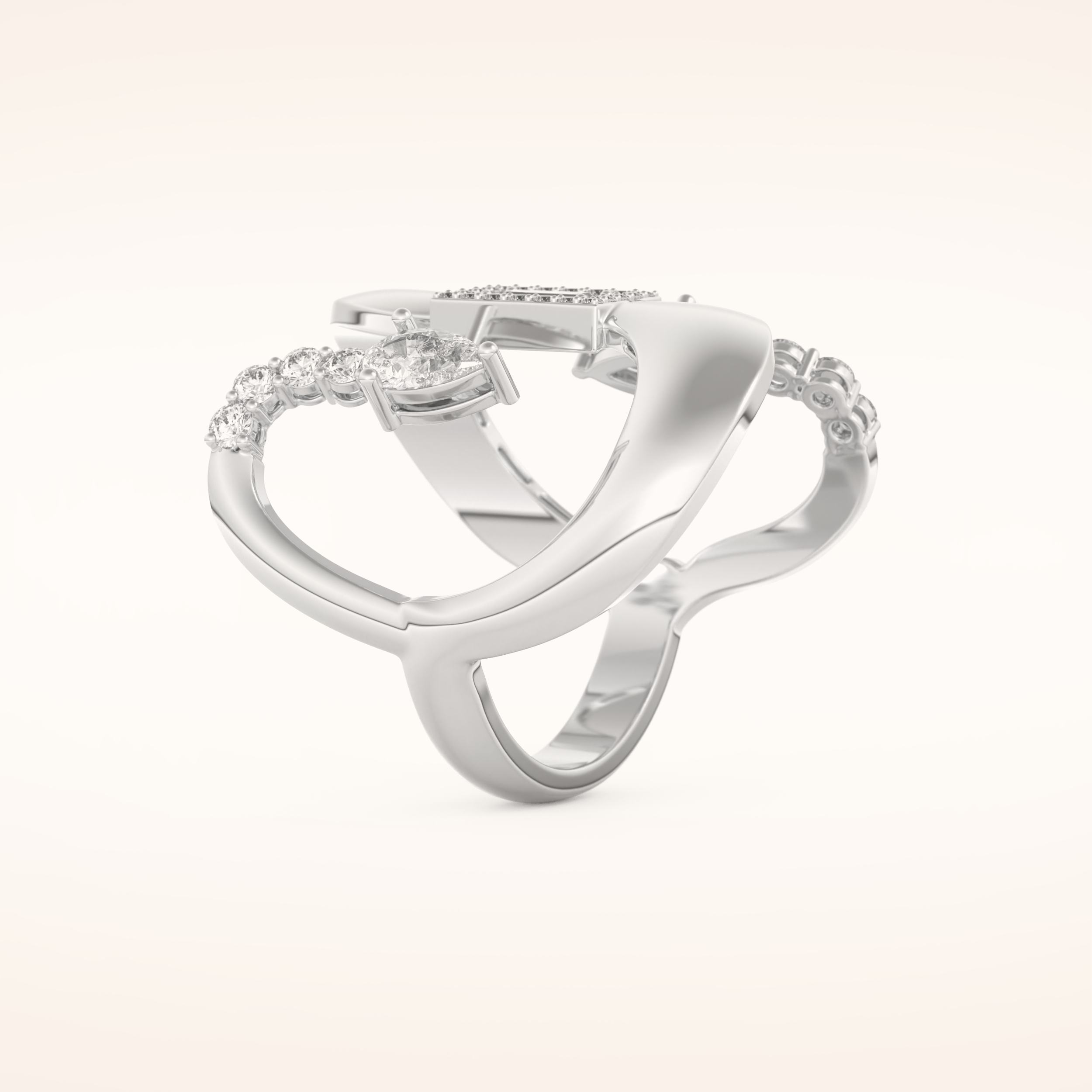 0.74 TCW Round, Pear & Baguette Shaped Moissanite Multi Stone Curved Wedding Band
