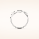 0.74 TCW Round, Pear & Baguette Shaped Moissanite Multi Stone Curved Wedding Band