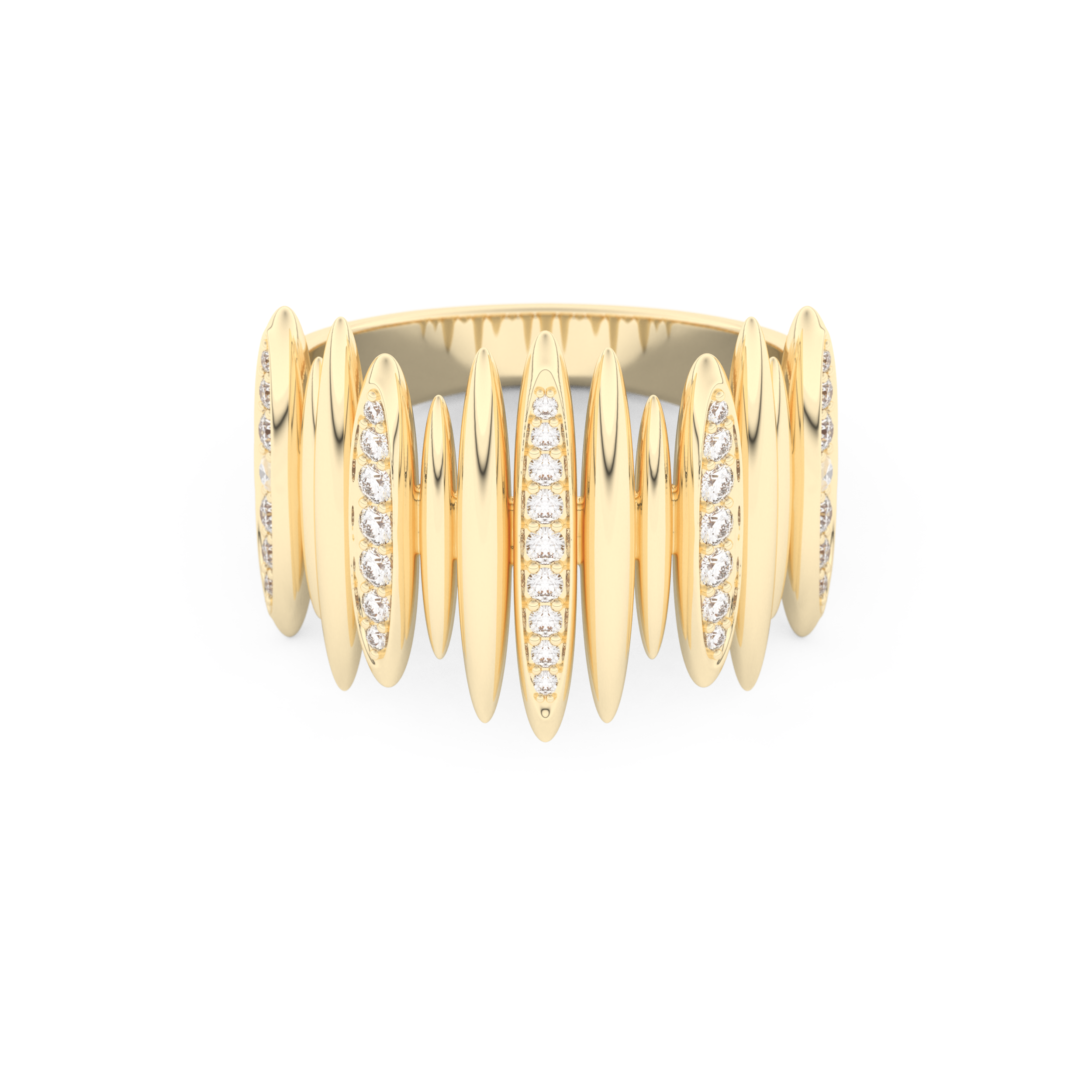 Spike Inspired Wedding Band with 0.29 CT Round Cut Moissanite – Yellow, White, or Rose Gold