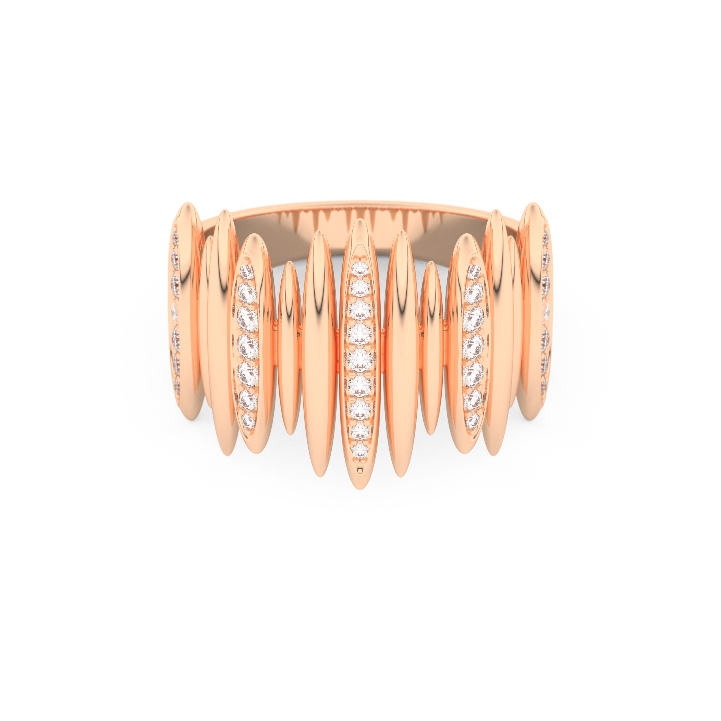 Spike Inspired Wedding Band with 0.29 CT Round Cut Moissanite – Yellow, White, or Rose Gold