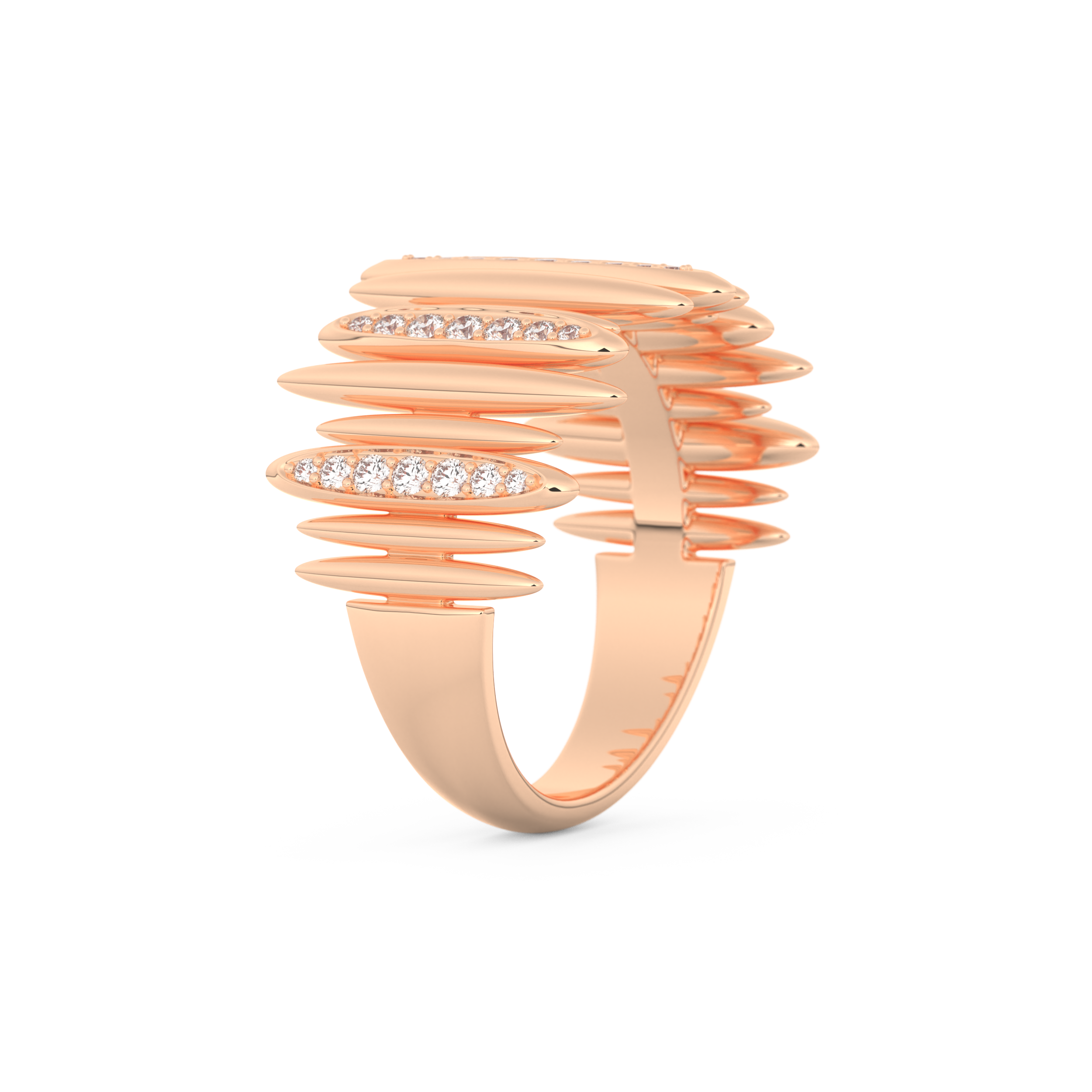 Spike Inspired Wedding Band with 0.29 CT Round Cut Moissanite – Yellow, White, or Rose Gold