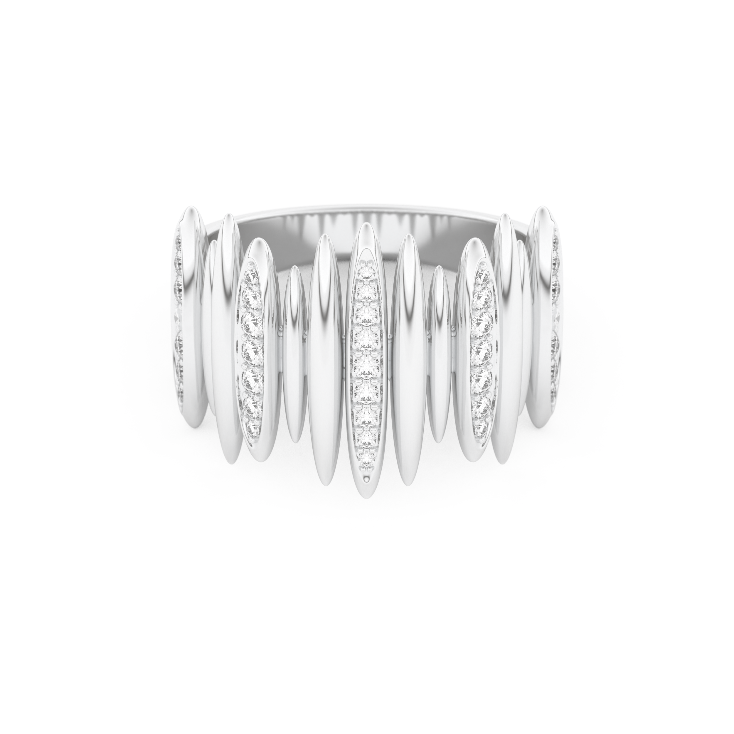 Spike Inspired Wedding Band with 0.29 CT Round Cut Moissanite – Yellow, White, or Rose Gold