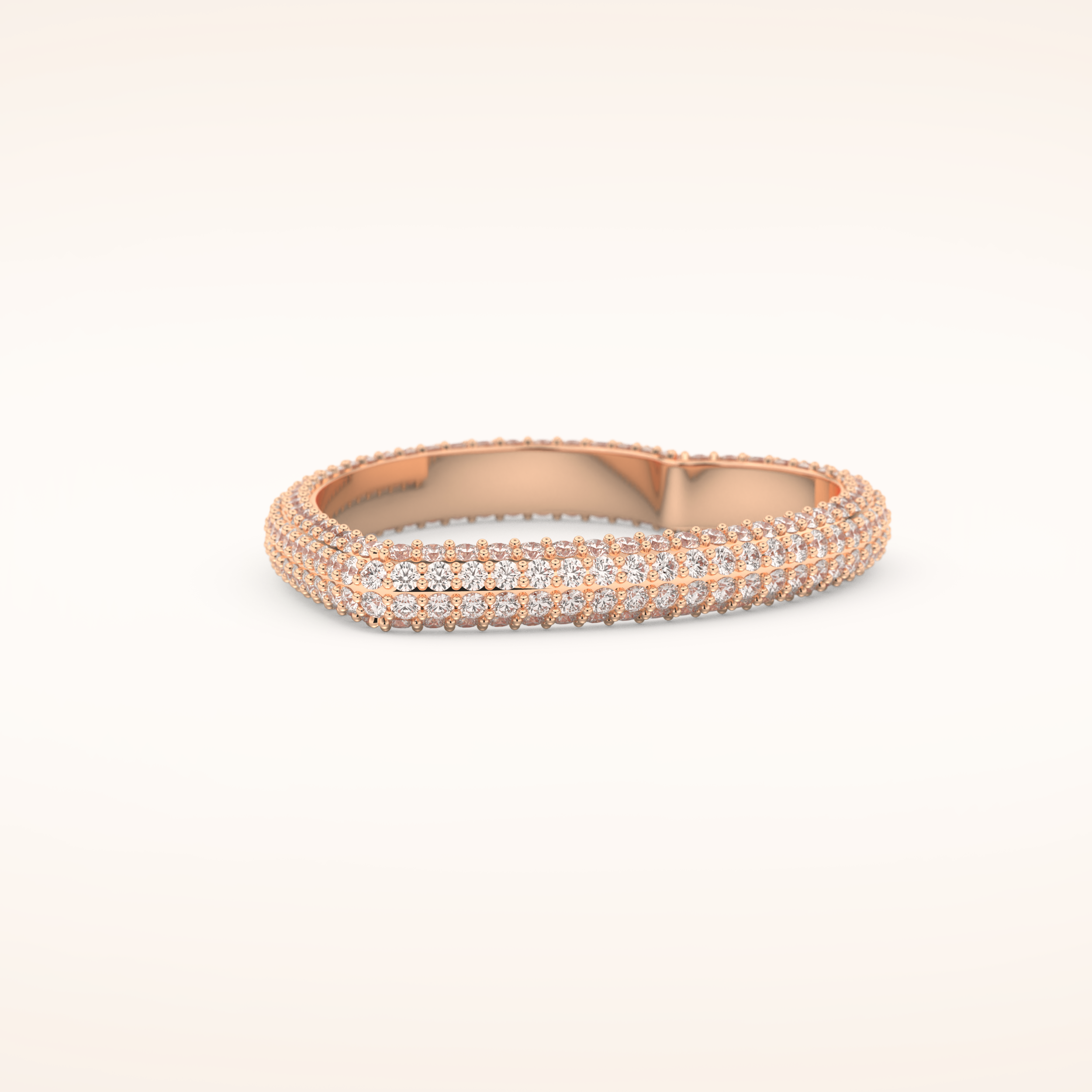 0.89 CT Round Shaped Moissanite Full Eternity Heart Style Wedding Band