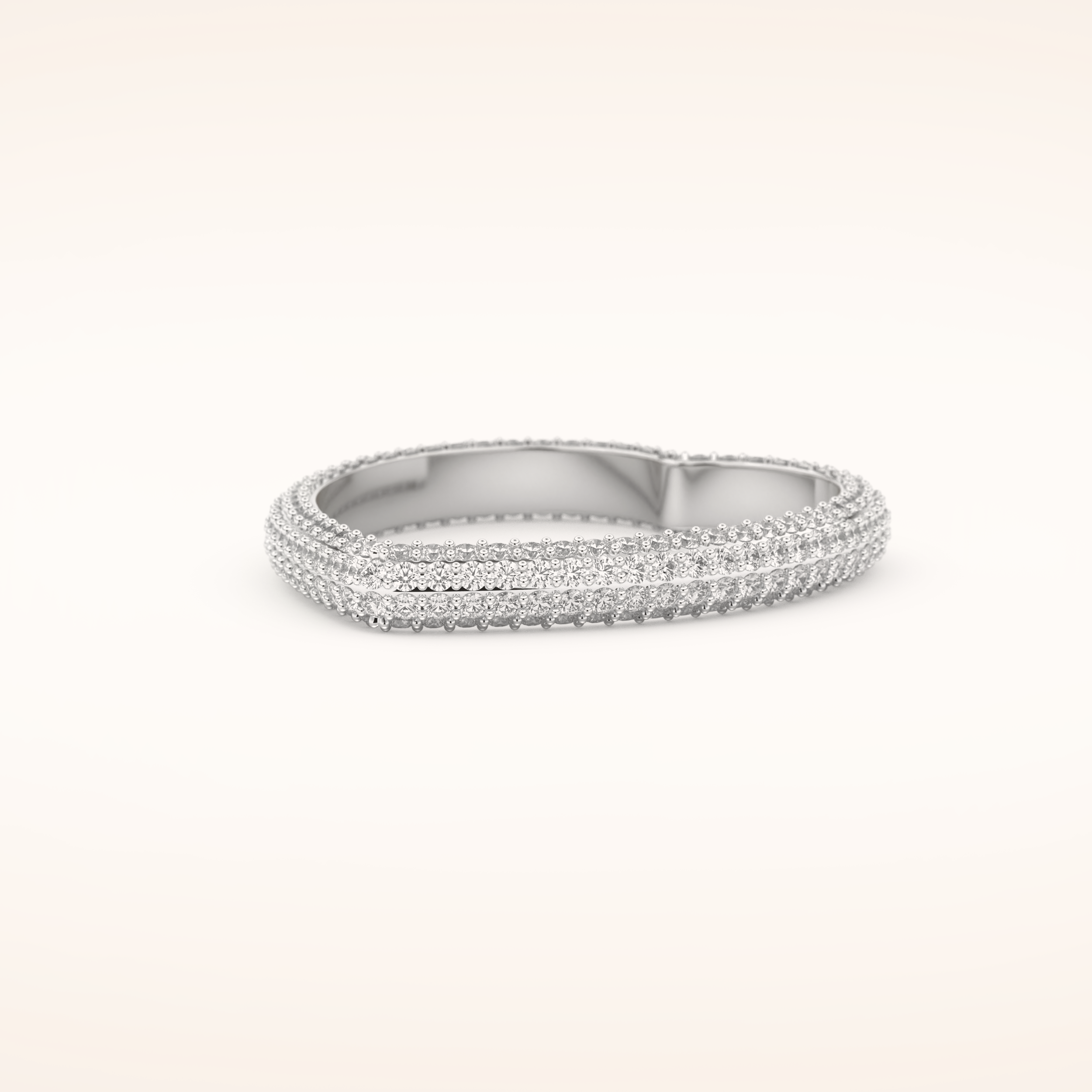 0.89 CT Round Shaped Moissanite Full Eternity Heart Style Wedding Band