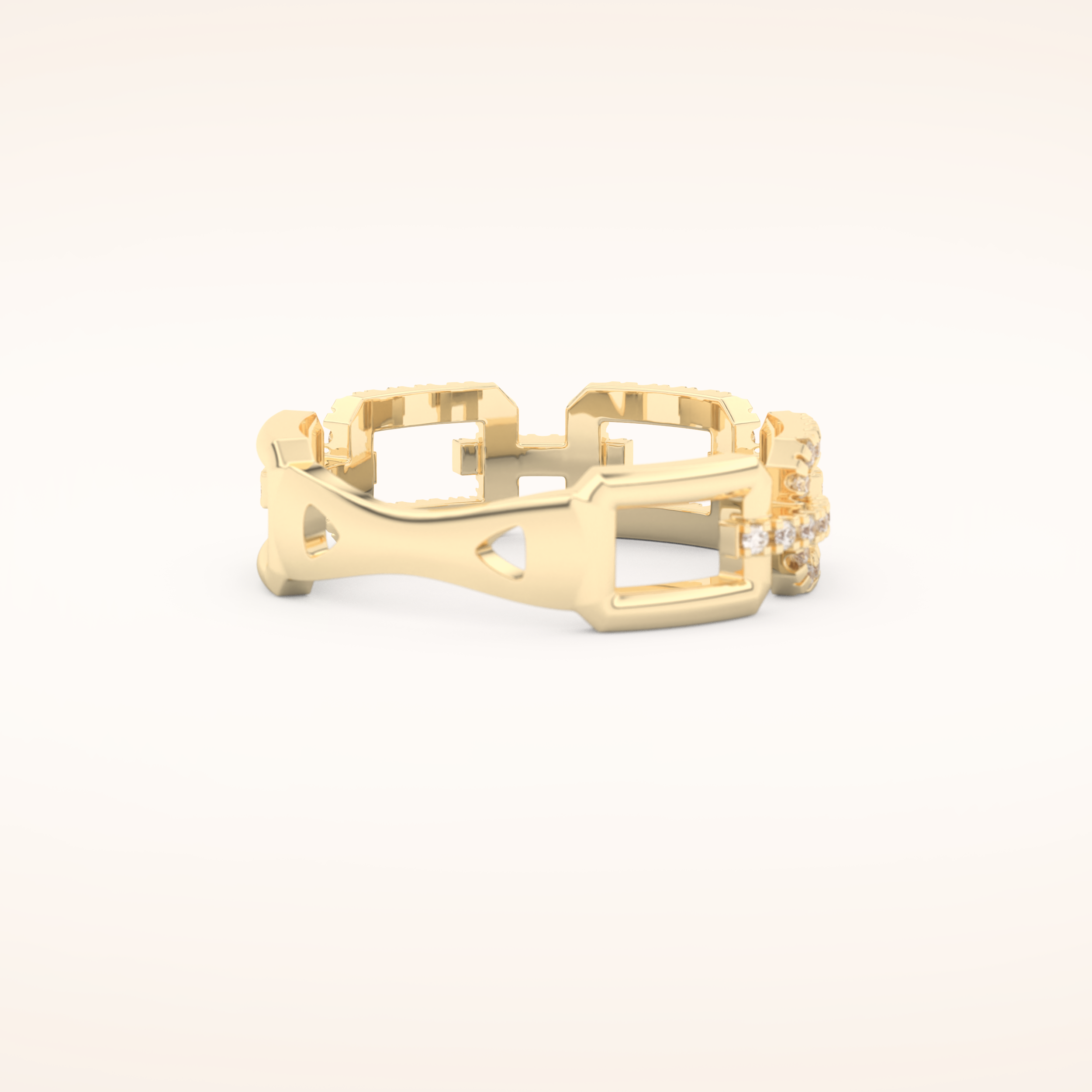 0.23 TCW Round Shaped Moissanite Chain Linked Wedding Band
