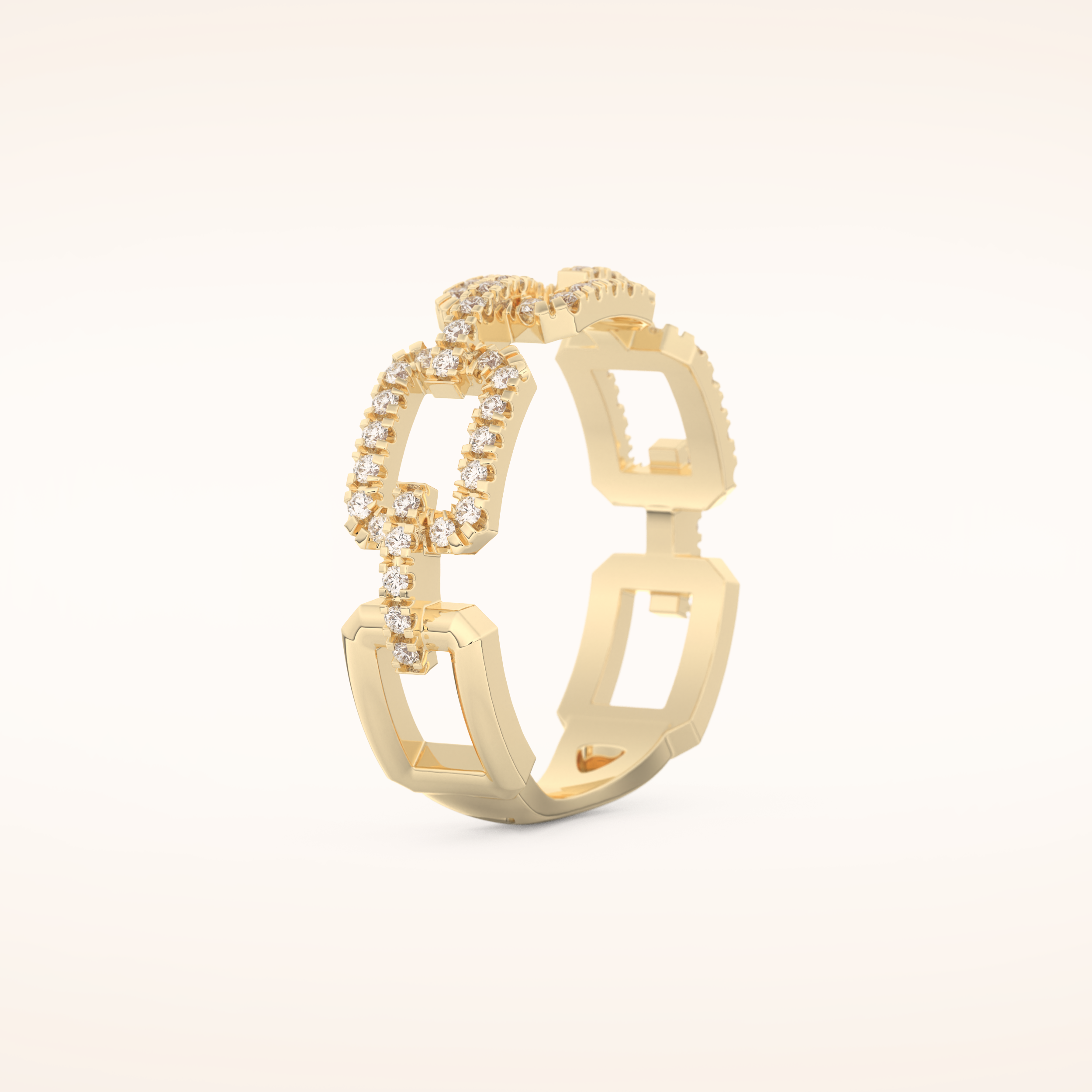 0.23 TCW Round Shaped Moissanite Chain Linked Wedding Band