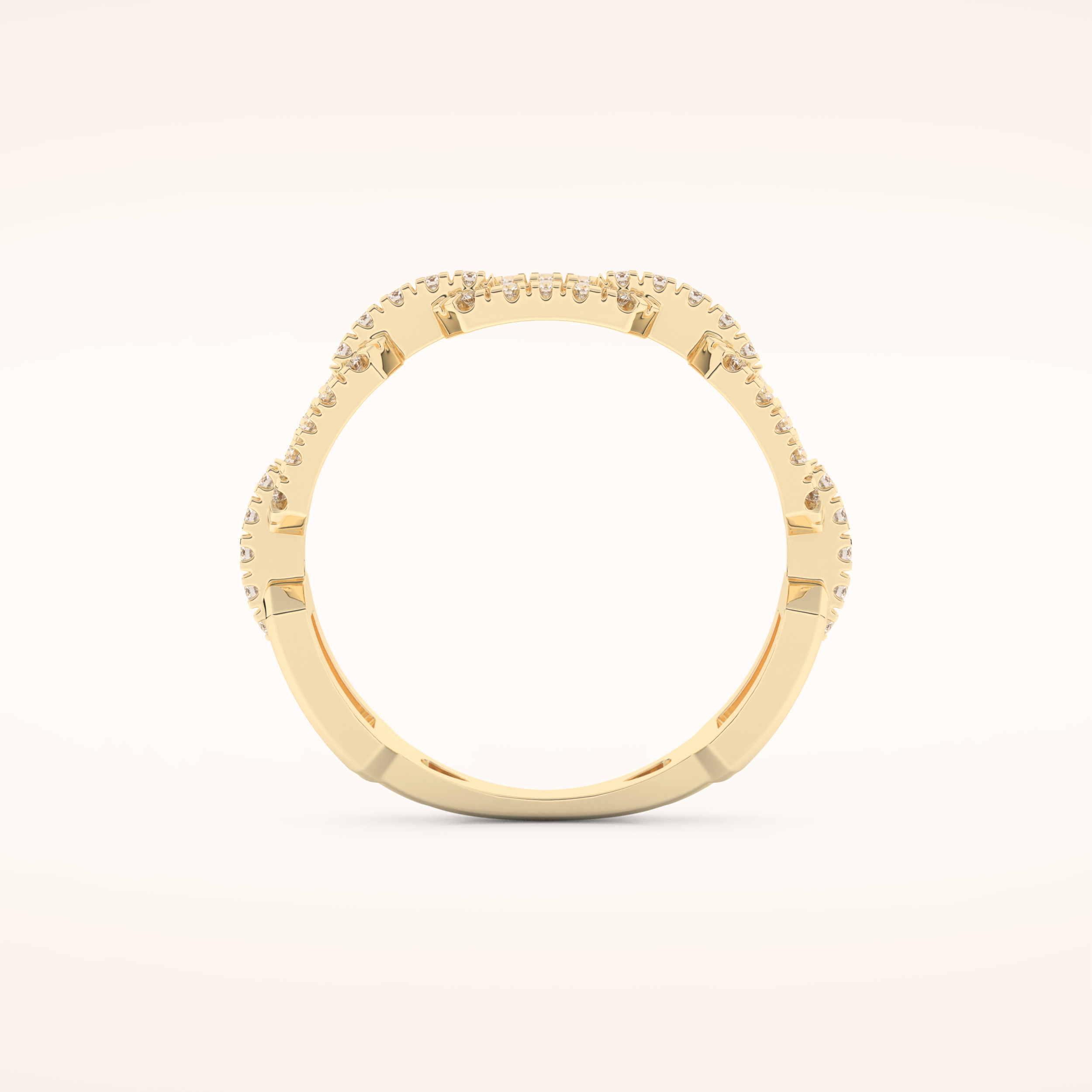 0.23 TCW Round Shaped Moissanite Chain Linked Wedding Band