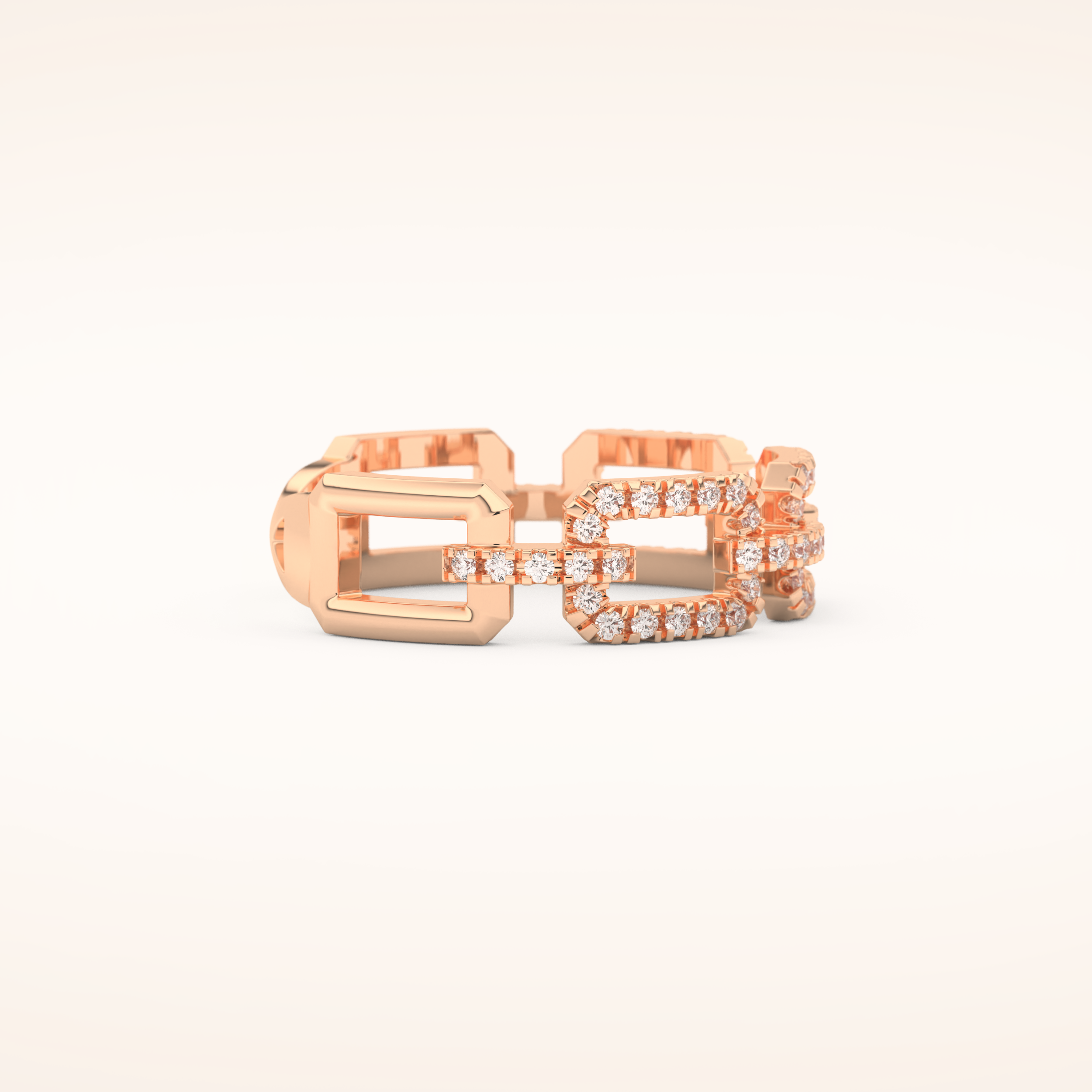 0.23 TCW Round Shaped Moissanite Chain Linked Wedding Band
