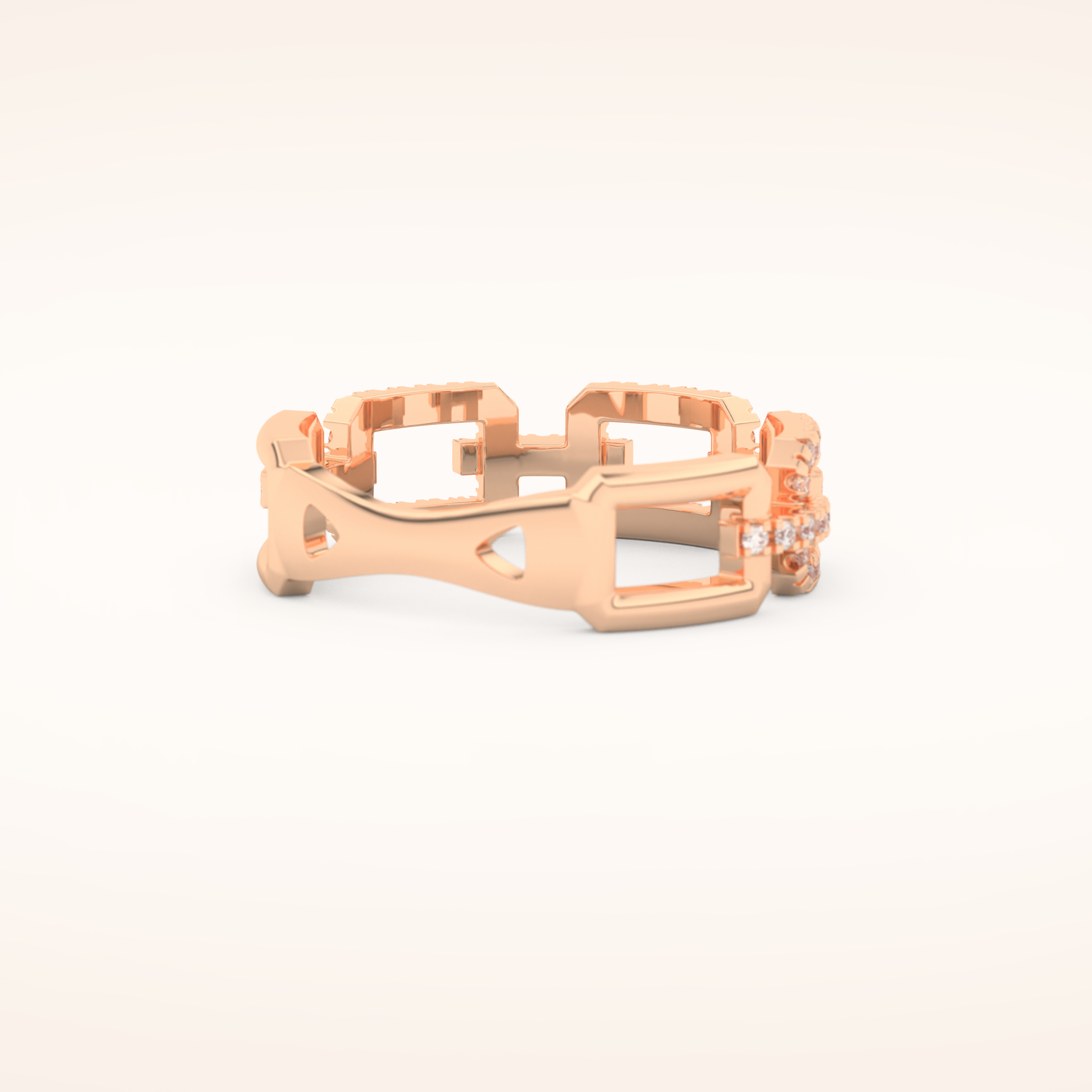 0.23 TCW Round Shaped Moissanite Chain Linked Wedding Band