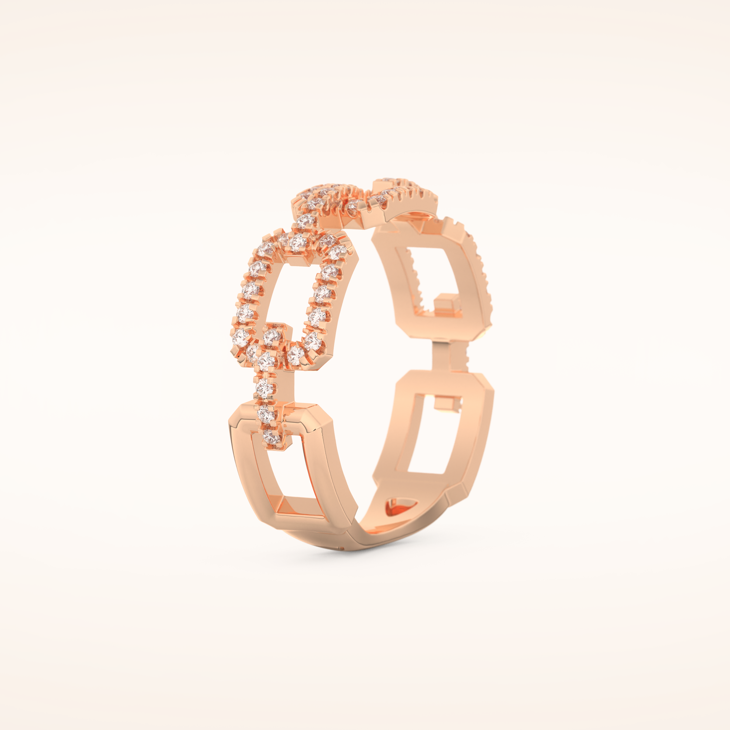 0.23 TCW Round Shaped Moissanite Chain Linked Wedding Band
