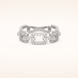 0.23 TCW Round Shaped Moissanite Chain Linked Wedding Band