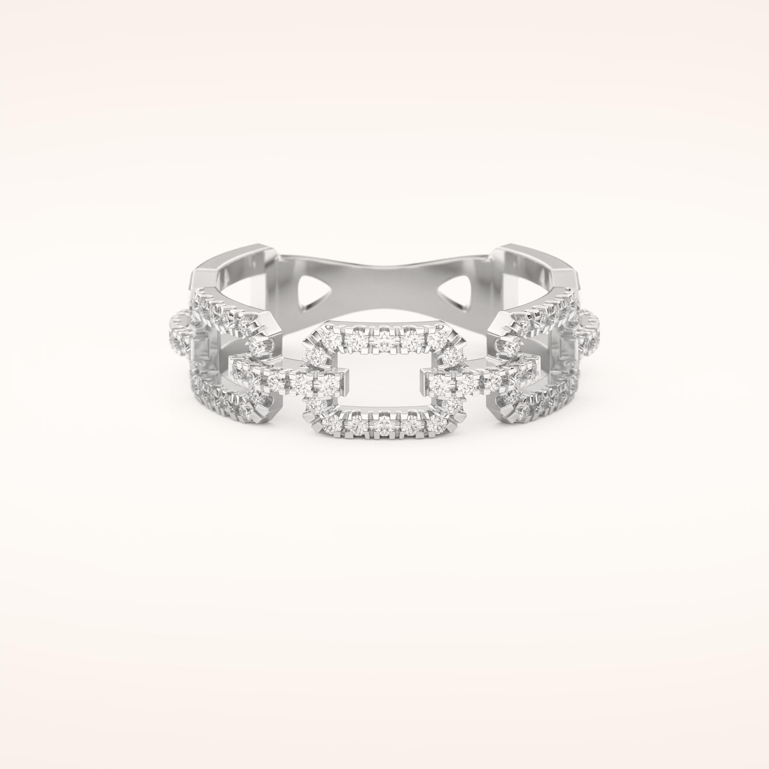 0.23 TCW Round Shaped Moissanite Chain Linked Wedding Band