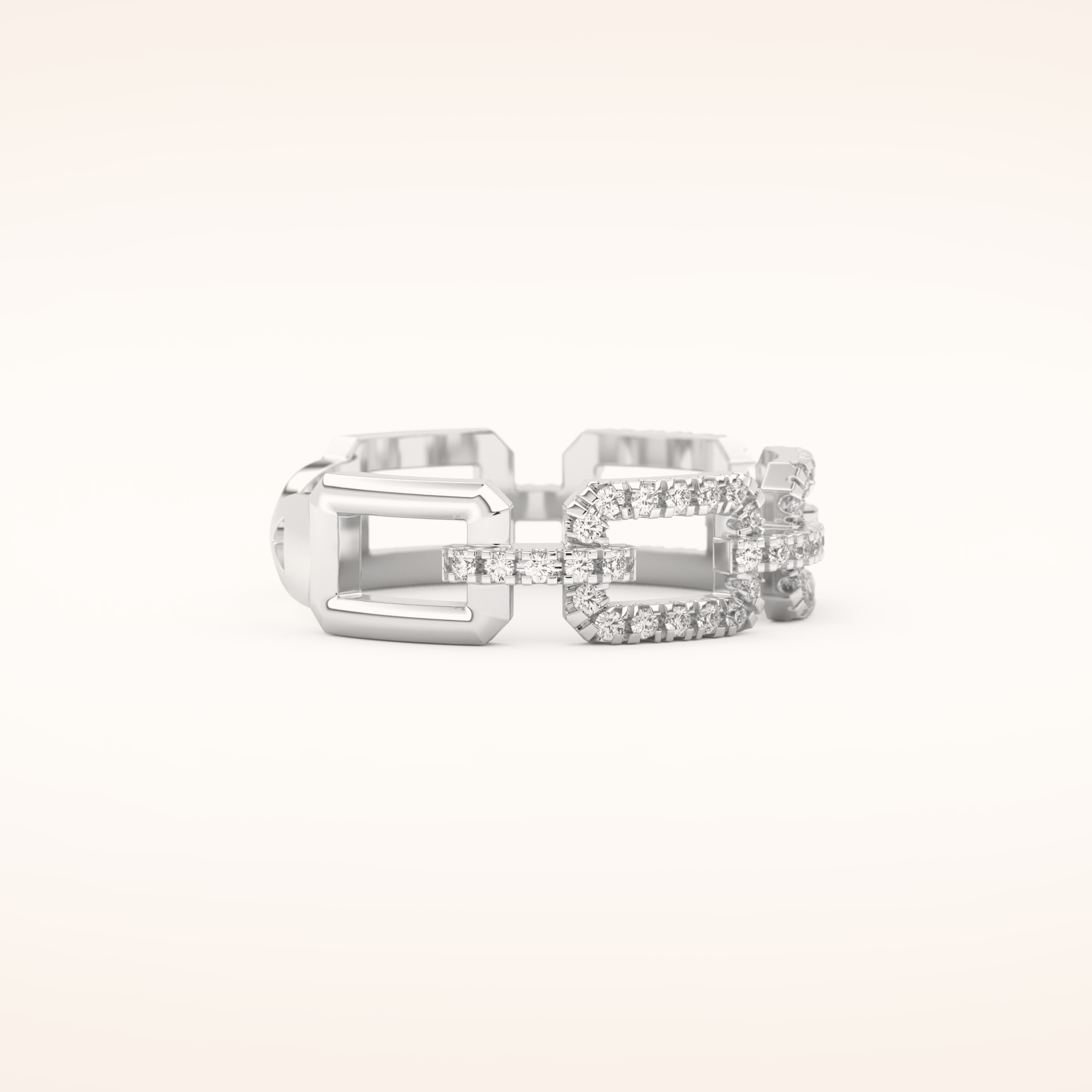 0.23 TCW Round Shaped Moissanite Chain Linked Wedding Band