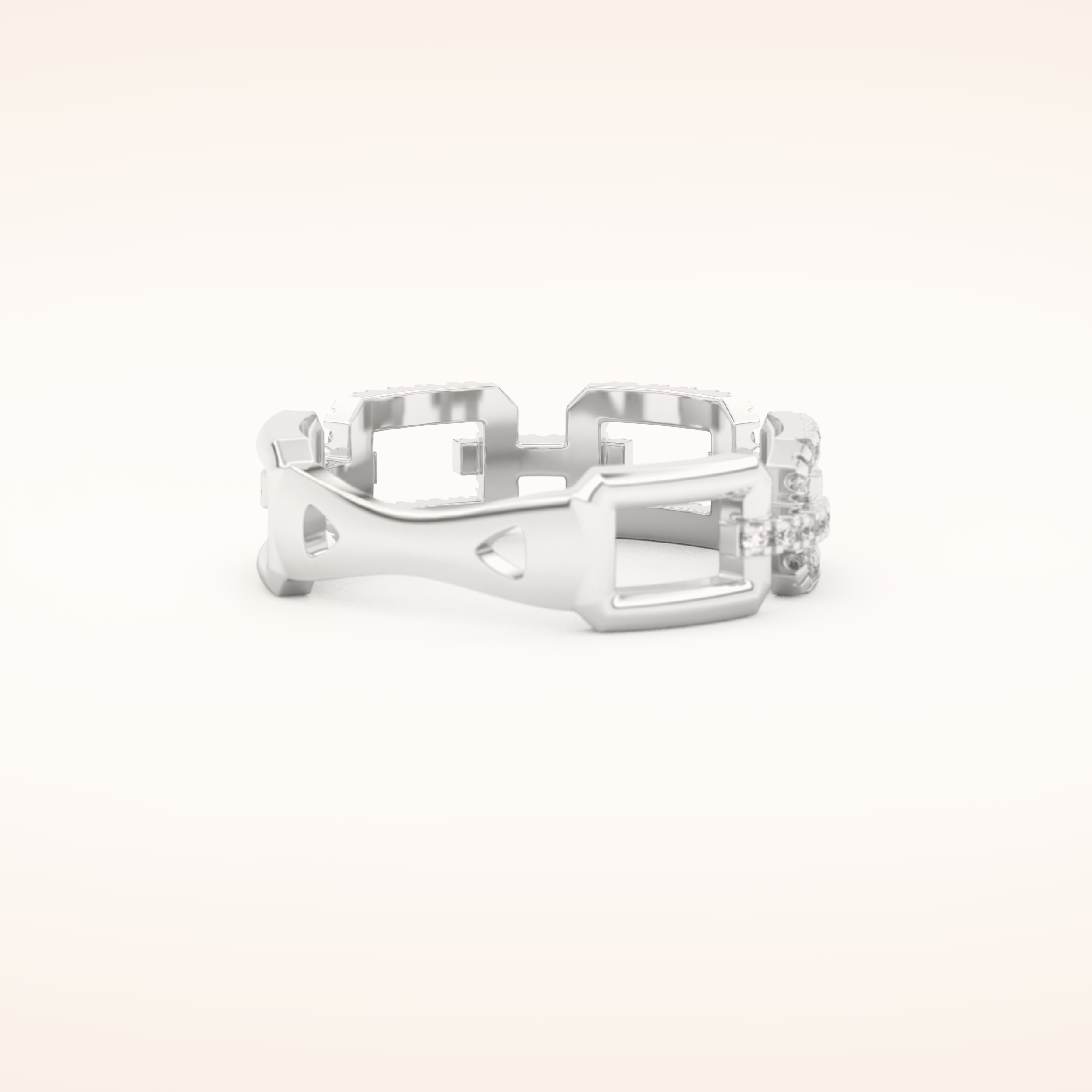 0.23 TCW Round Shaped Moissanite Chain Linked Wedding Band