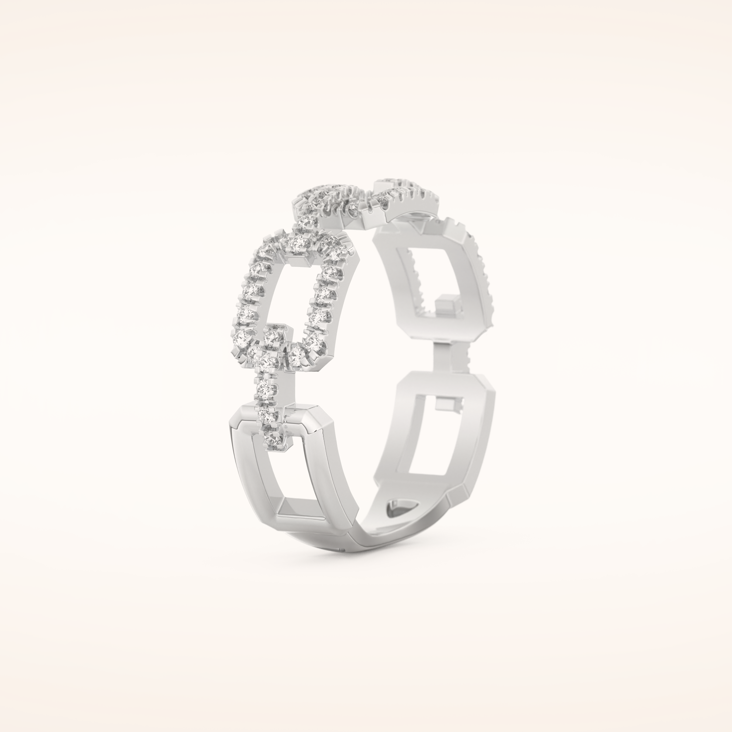 0.23 TCW Round Shaped Moissanite Chain Linked Wedding Band